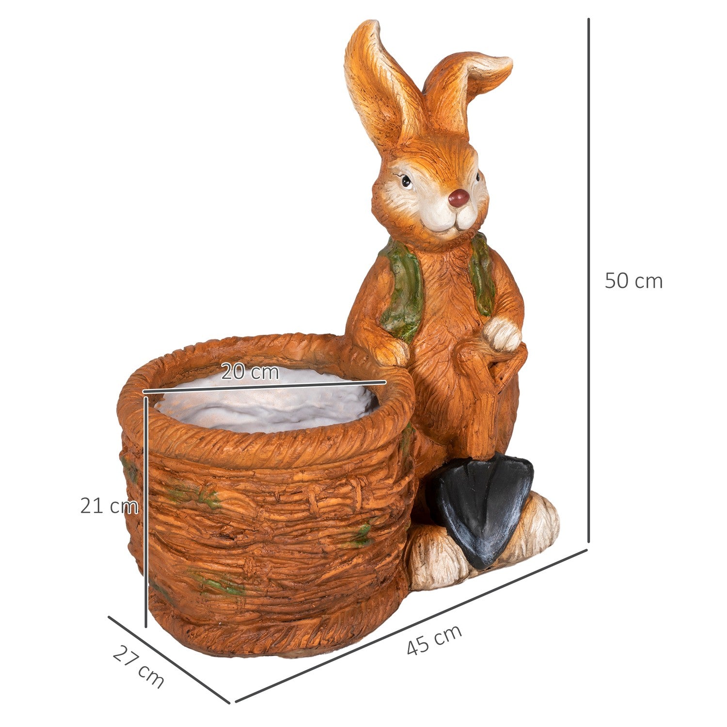 Kanin med flätad korg blomkruka – örtplanterare, MGO