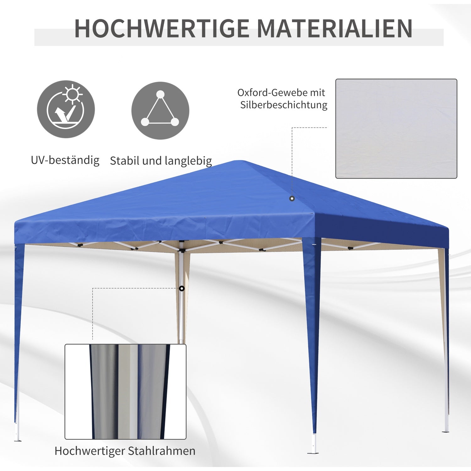 Blue Pop-Up Gazebo, 3x3m, vattenavvisande & UV-skydd