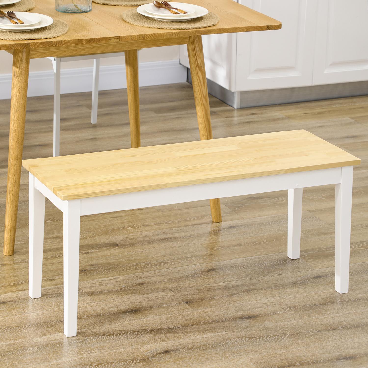 White Pine Wood 2-sits matsalsbänk, 220 kg kapacitet, 102x36x45 cm