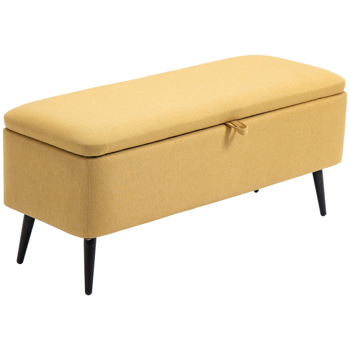 Bänk, bröstsits, stoppad bänk, linnelook, upp till 150 kg, 101 x 38,5 x 44,5 cm, gul