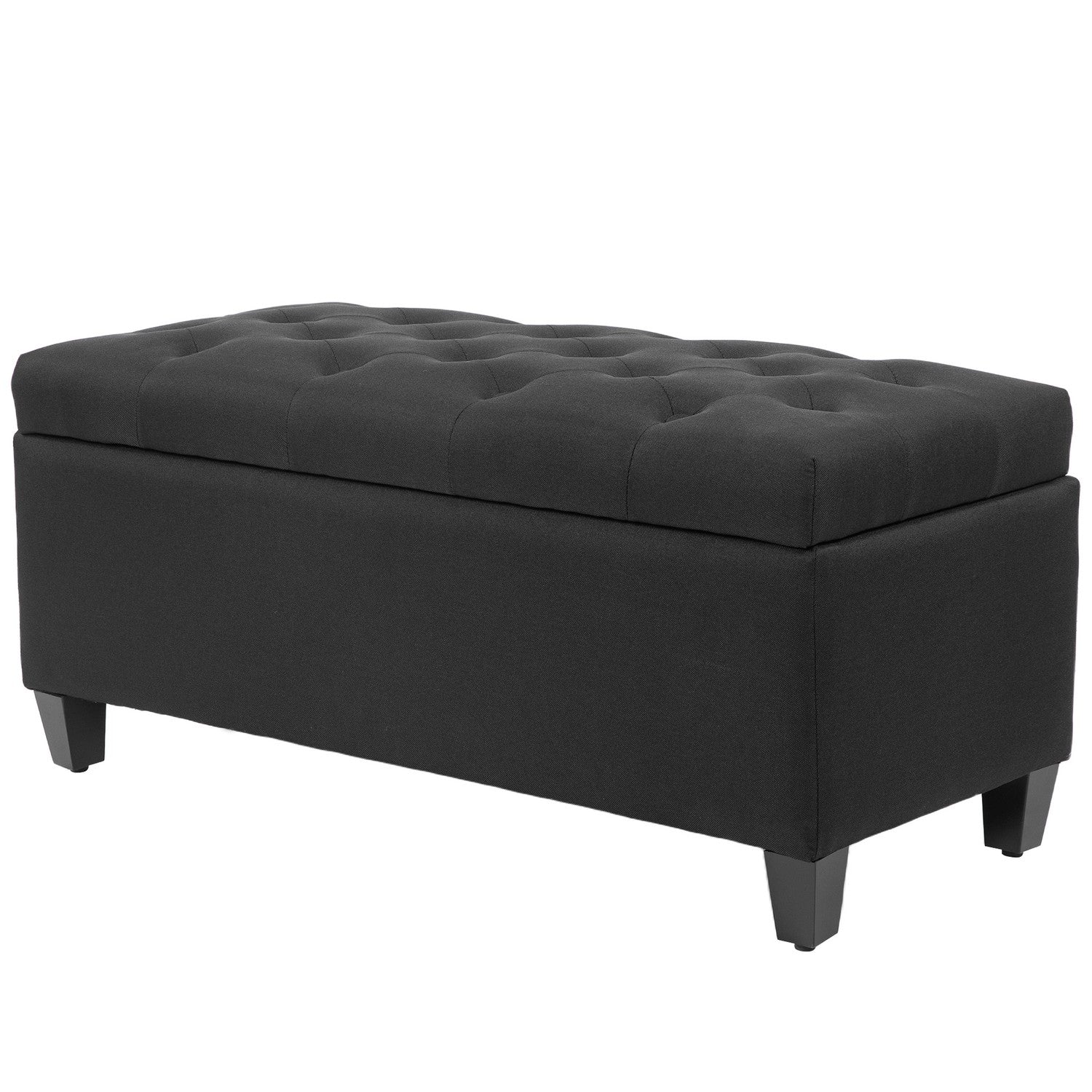 Svart stoppad förvaringsbänk – 100x40x44 cm, linneliknande polyester