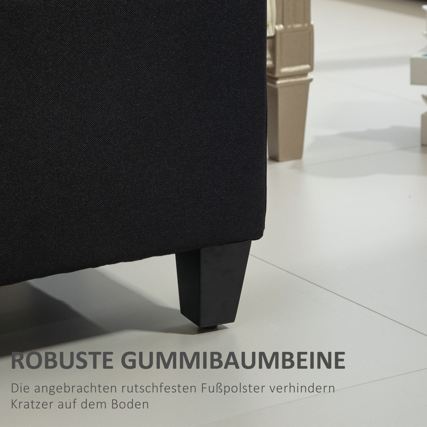 Svart stoppad förvaringsbänk – 100x40x44 cm, linneliknande polyester