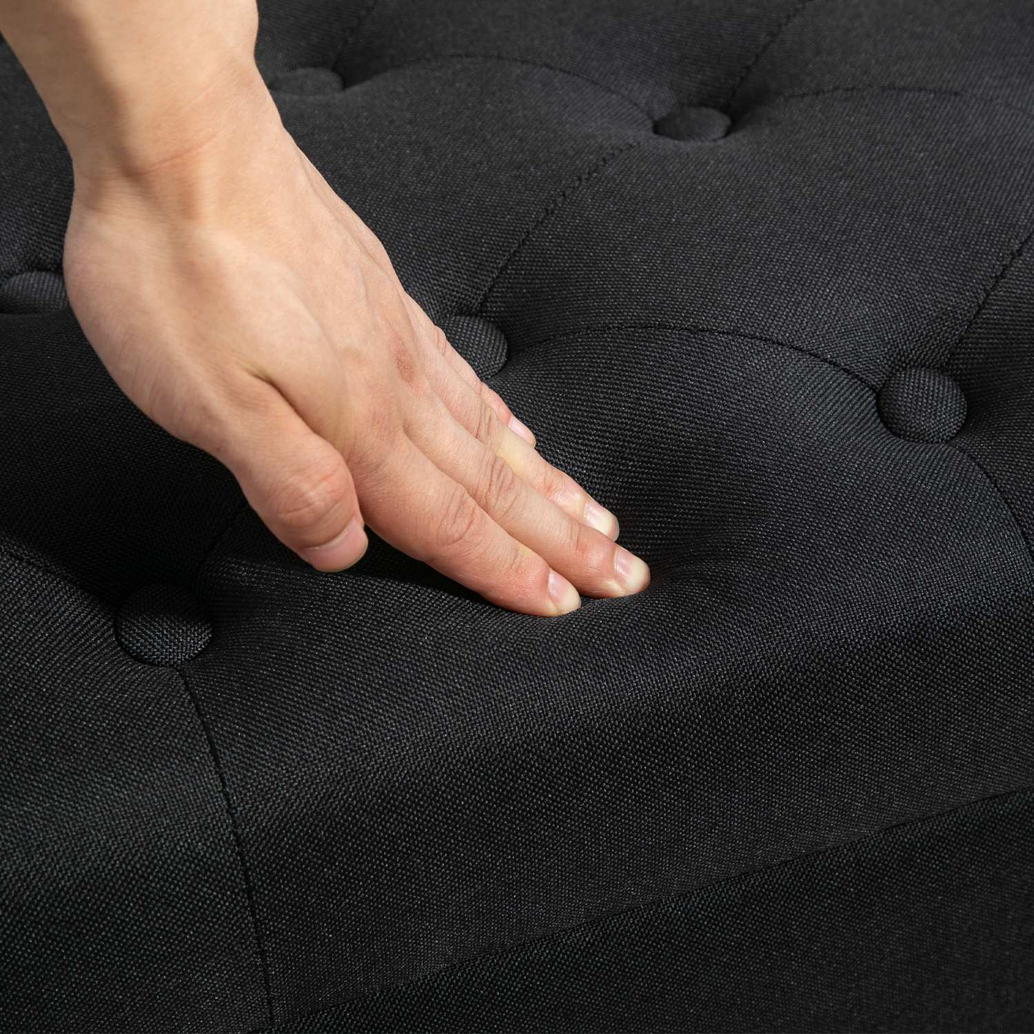 Svart stoppad förvaringsbänk – 100x40x44 cm, linneliknande polyester