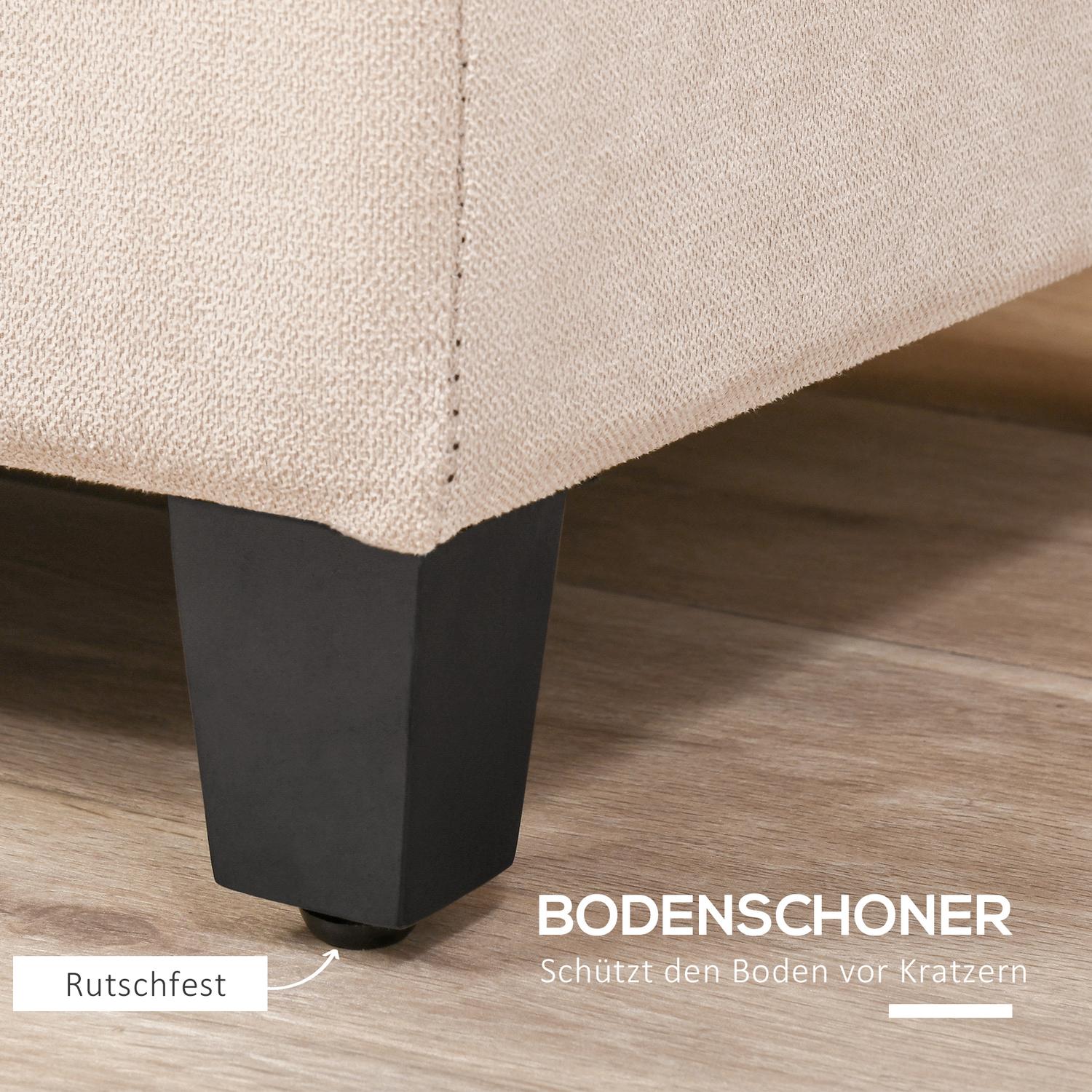 Klädd förvaringsbänk – linnelook, beige