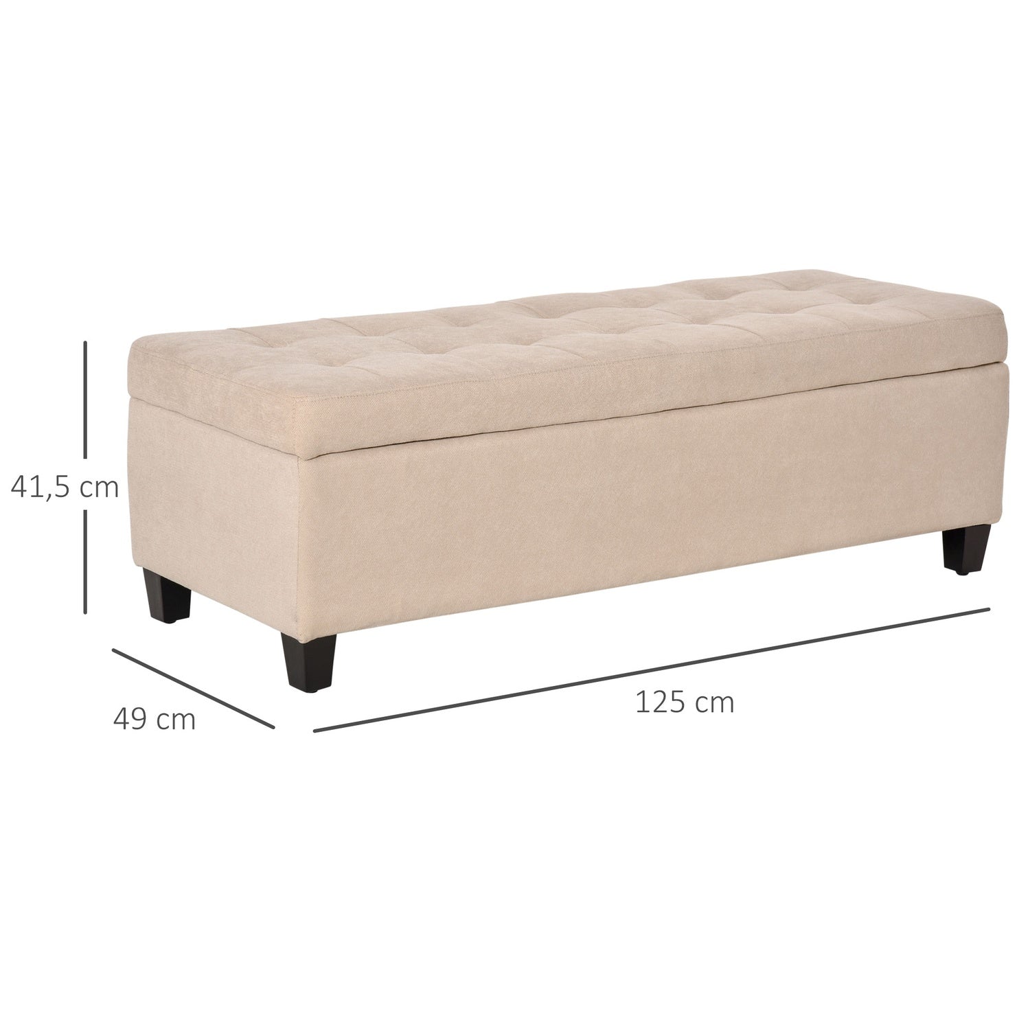 Klädd förvaringsbänk – linnelook, beige