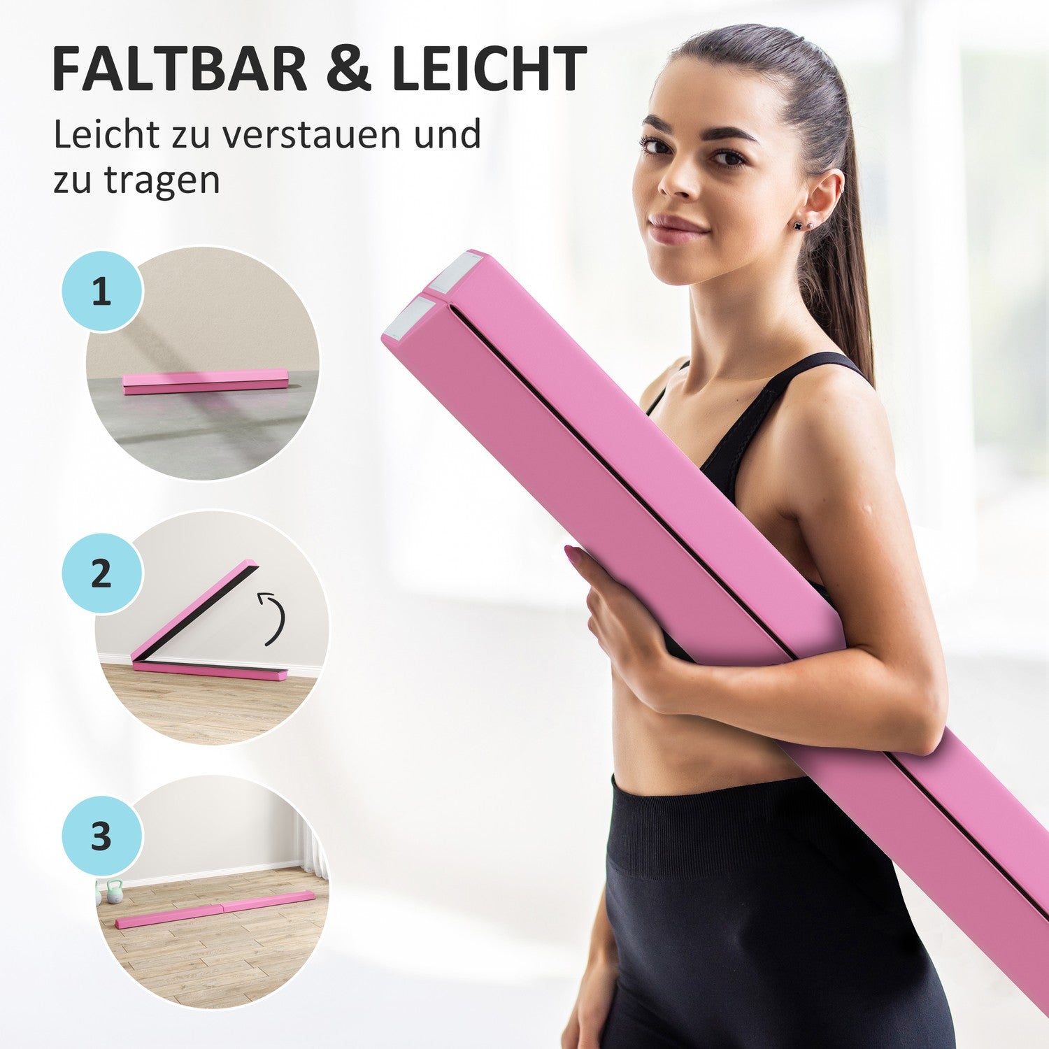 Bärbar 236 cm halkfri gymnastikbalk för barn 3+