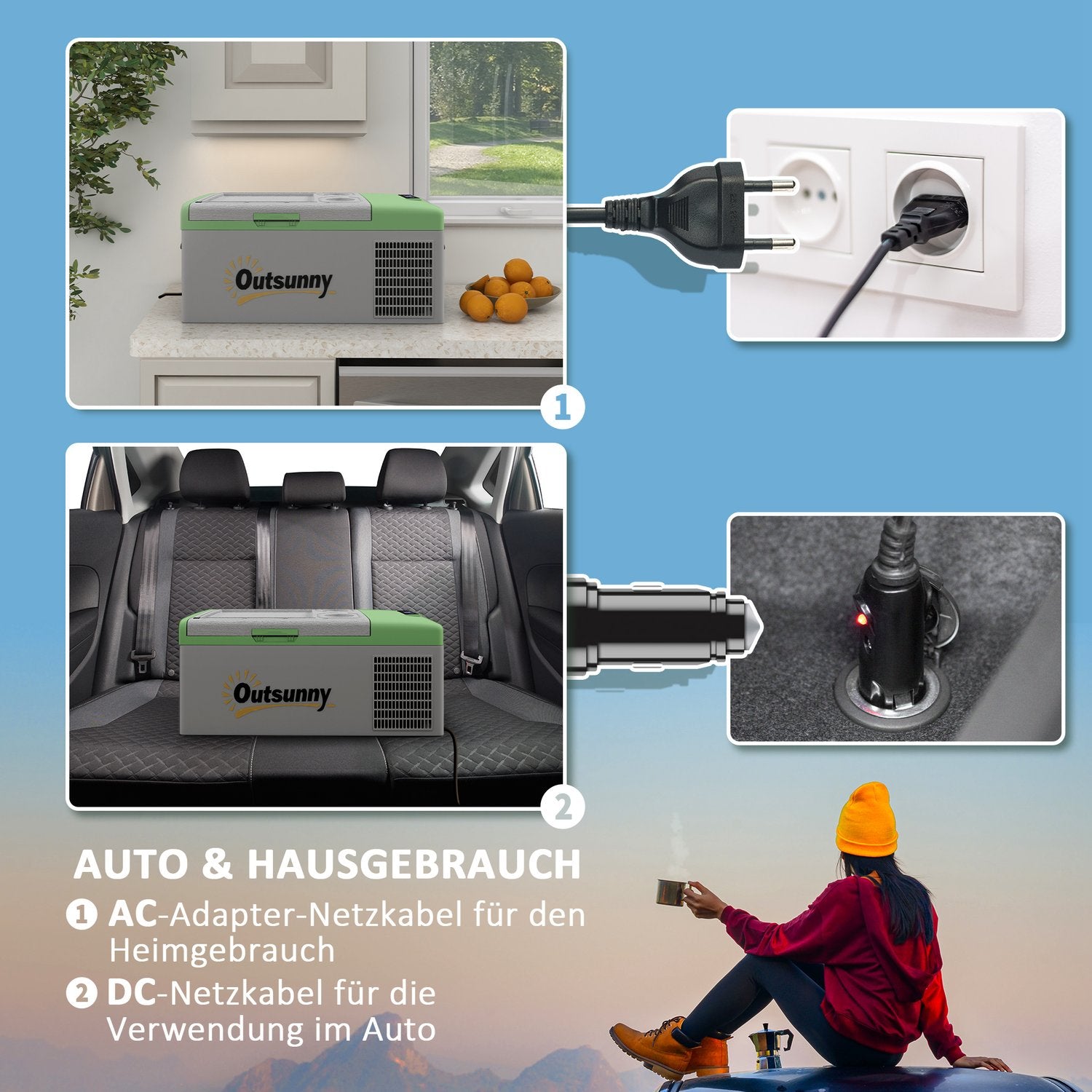 Bärbar kompressorkylbox 16L, Dual Voltage, -20°C