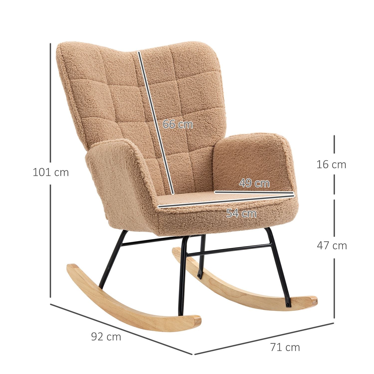 Brun lammskinns-Look avkopplande stol – 120 kg kapacitet