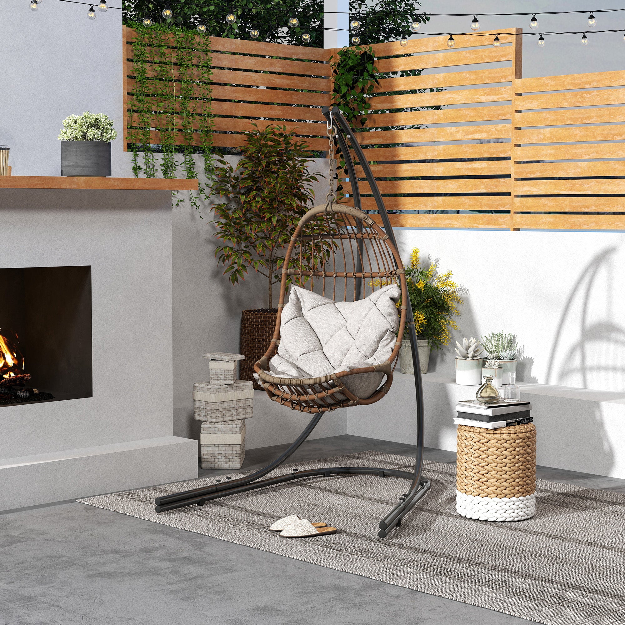 C-Shape hängande stolsram i metall, inomhus/utomhus, kapacitet 150 kg