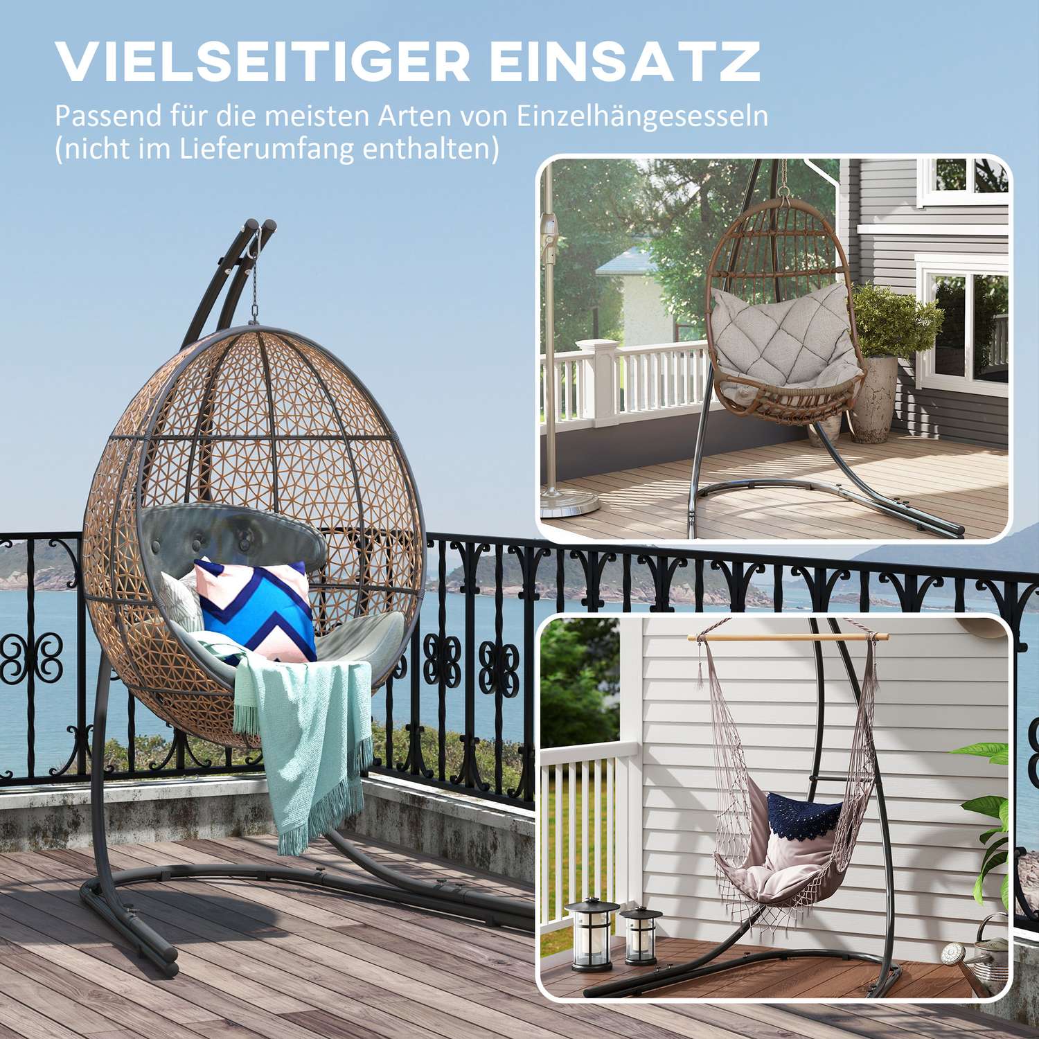 C-Shape hängande stolsram i metall, inomhus/utomhus, kapacitet 150 kg