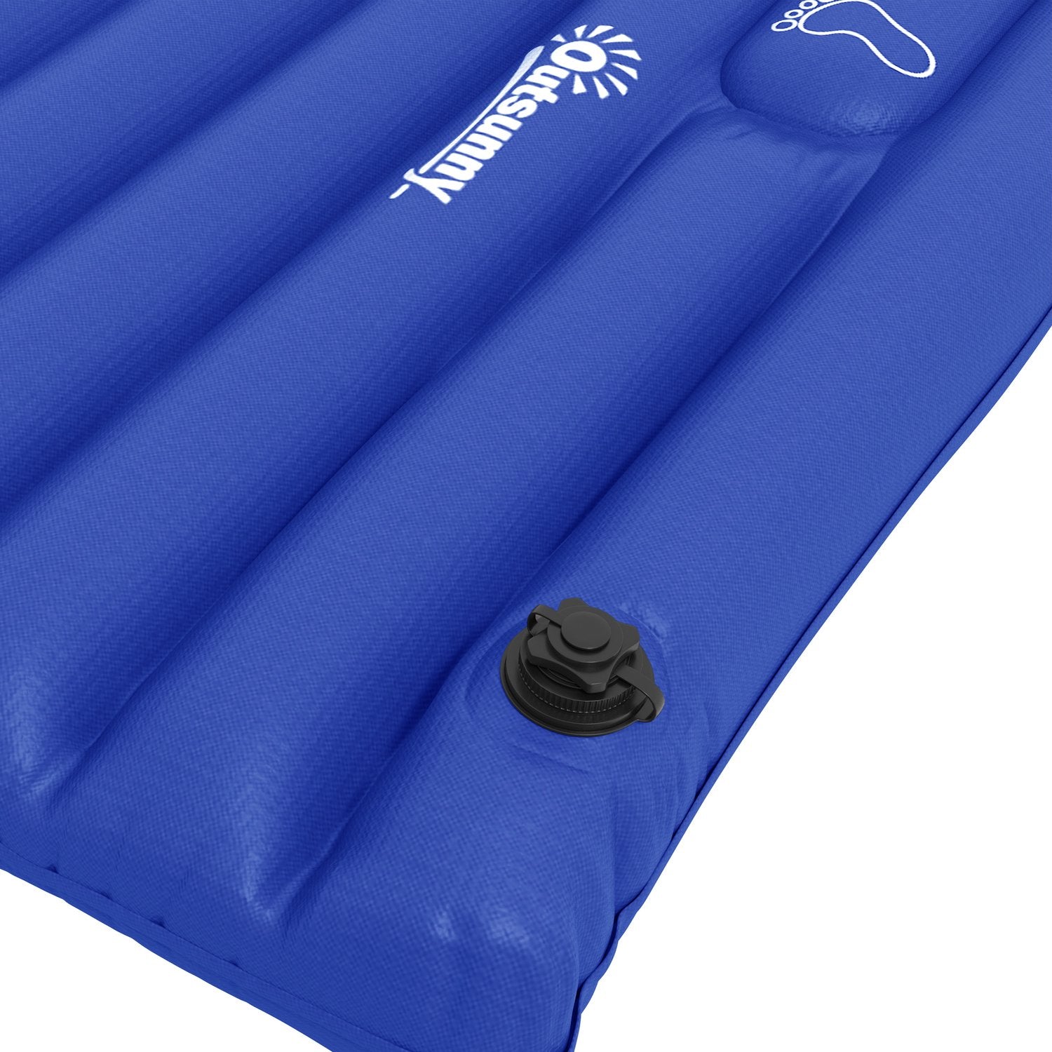 Campingluftmadrass med fotpump, vattenavvisande, 120 kg kapacitet