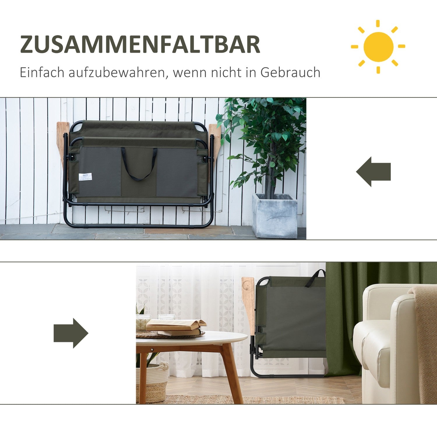 Fällbar direktörsstol, 2-sits, stålram, grön