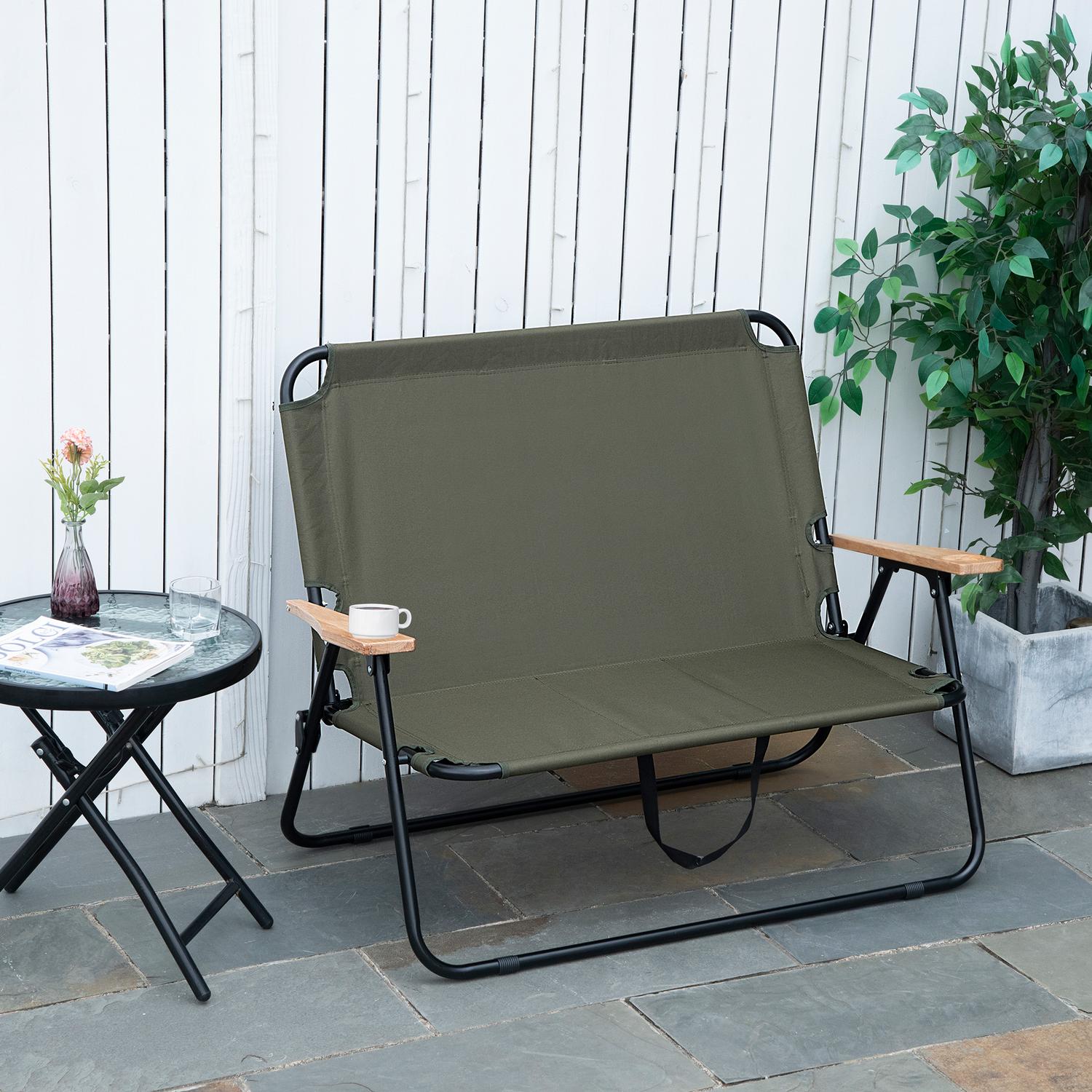 Fällbar direktörsstol, 2-sits, stålram, grön