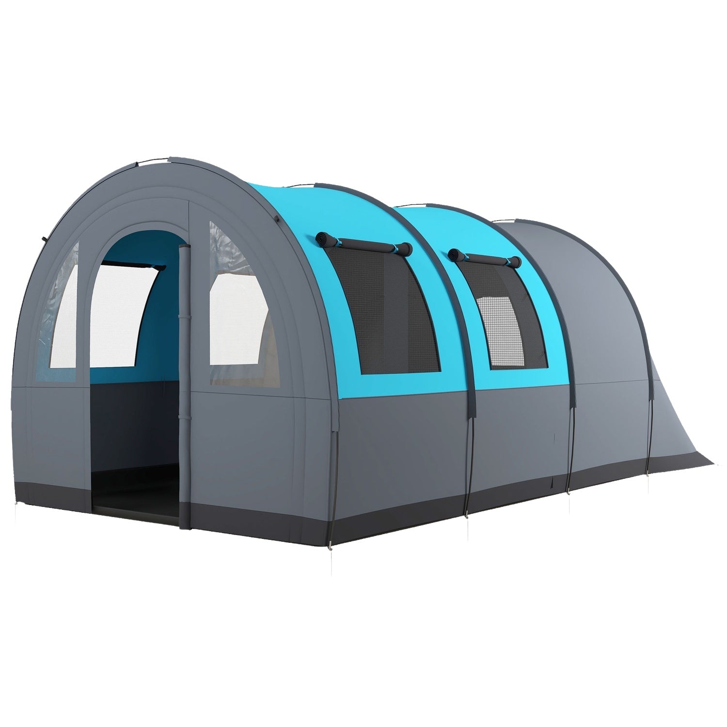 Campingtält för 6 – 2 rum, ljust, 3000 mm grått