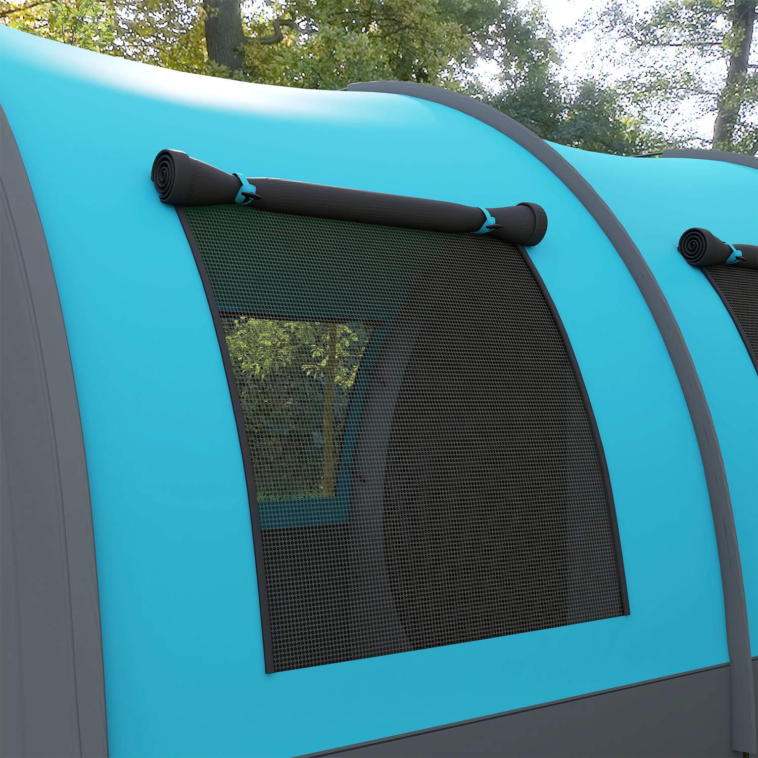 Campingtält för 6 – 2 rum, ljust, 3000 mm grått