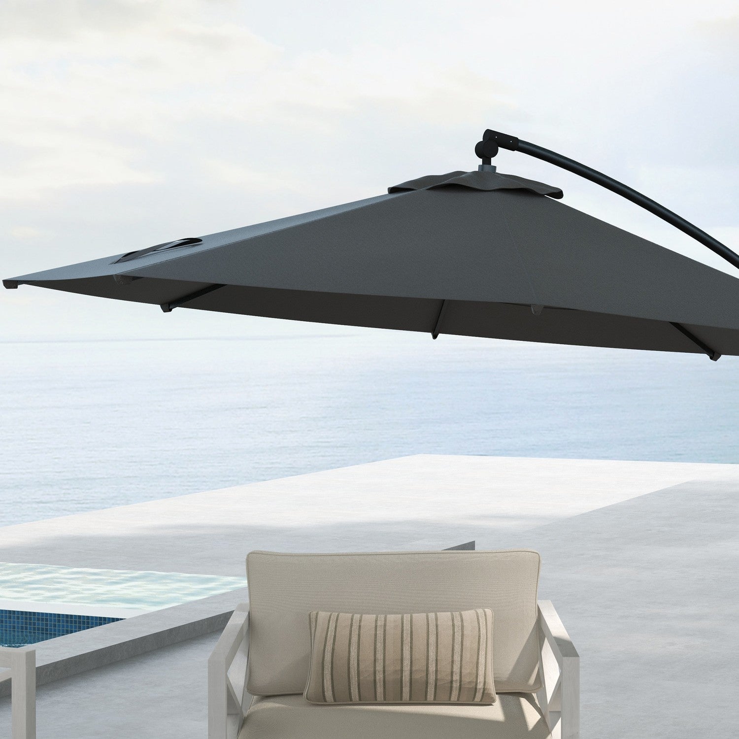 Cantilever uteplatsparaply, Ø293 Cm, Vev & Tilt, Cross Base