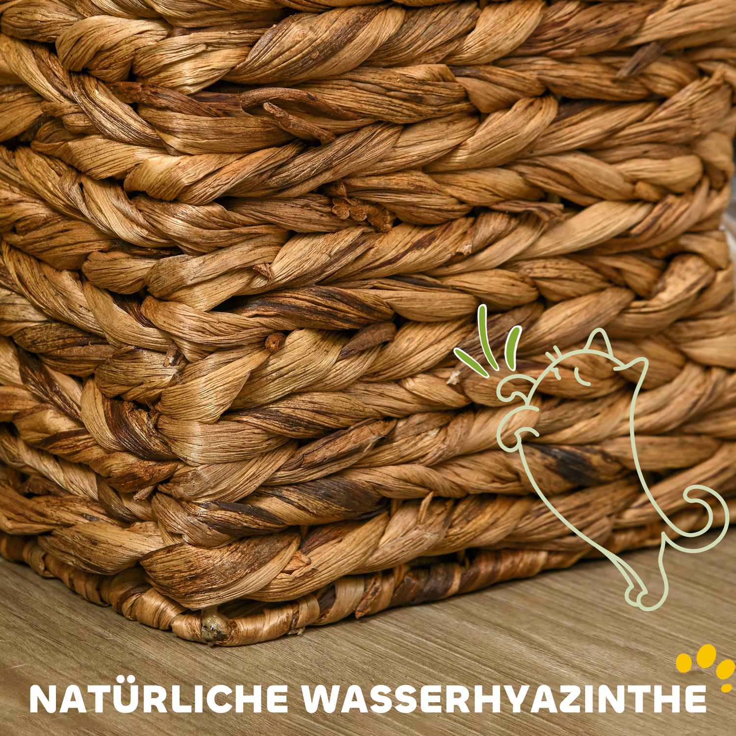 Cat Barrel Tower, 76 cm, 3 grottor, vattenhyacint, ljusbrun