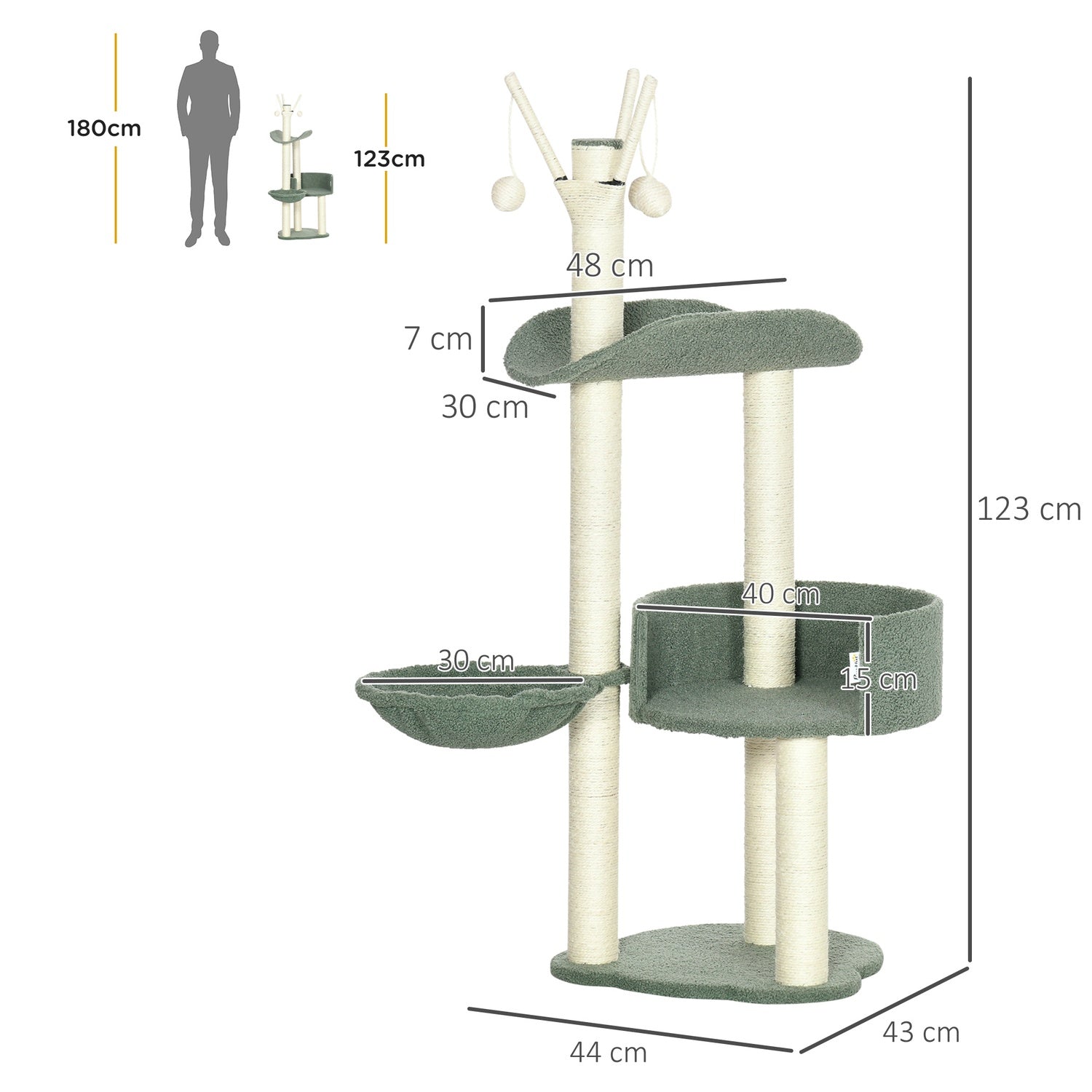 Cat Climbing Tree, 123 Cm, med solstol & lekboll