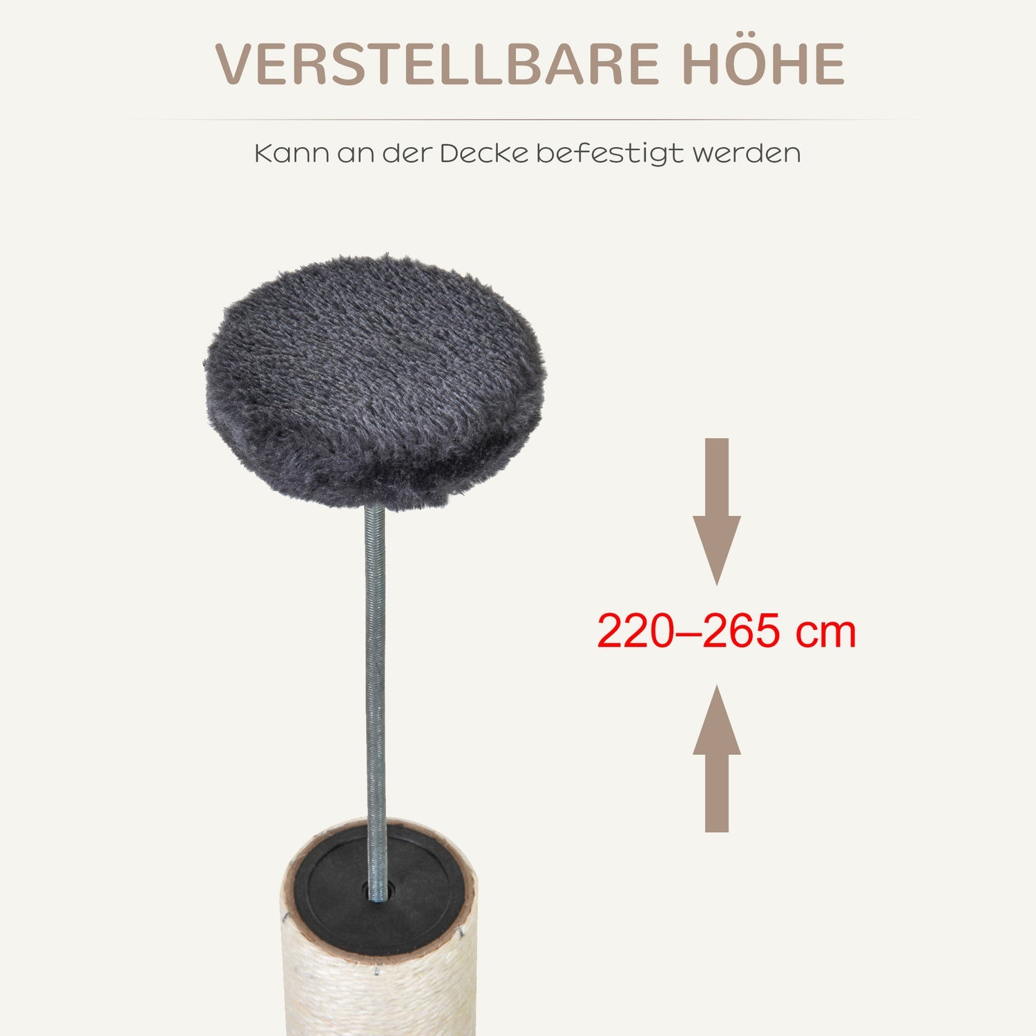 Kattklätterställning, takhög sisalstolpe, mörkgrå