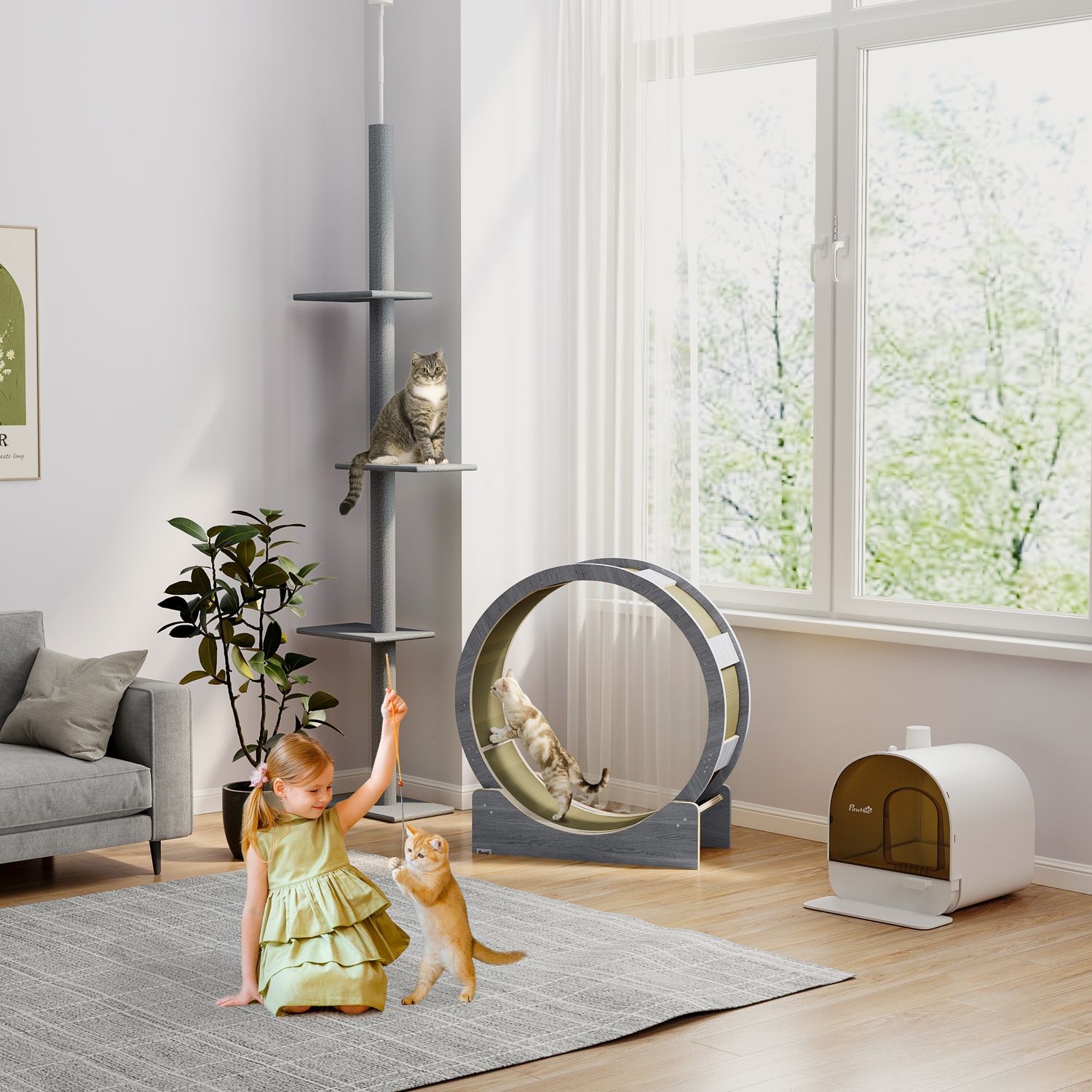 Cat Motionscykel med broms & skrapbräda, grå