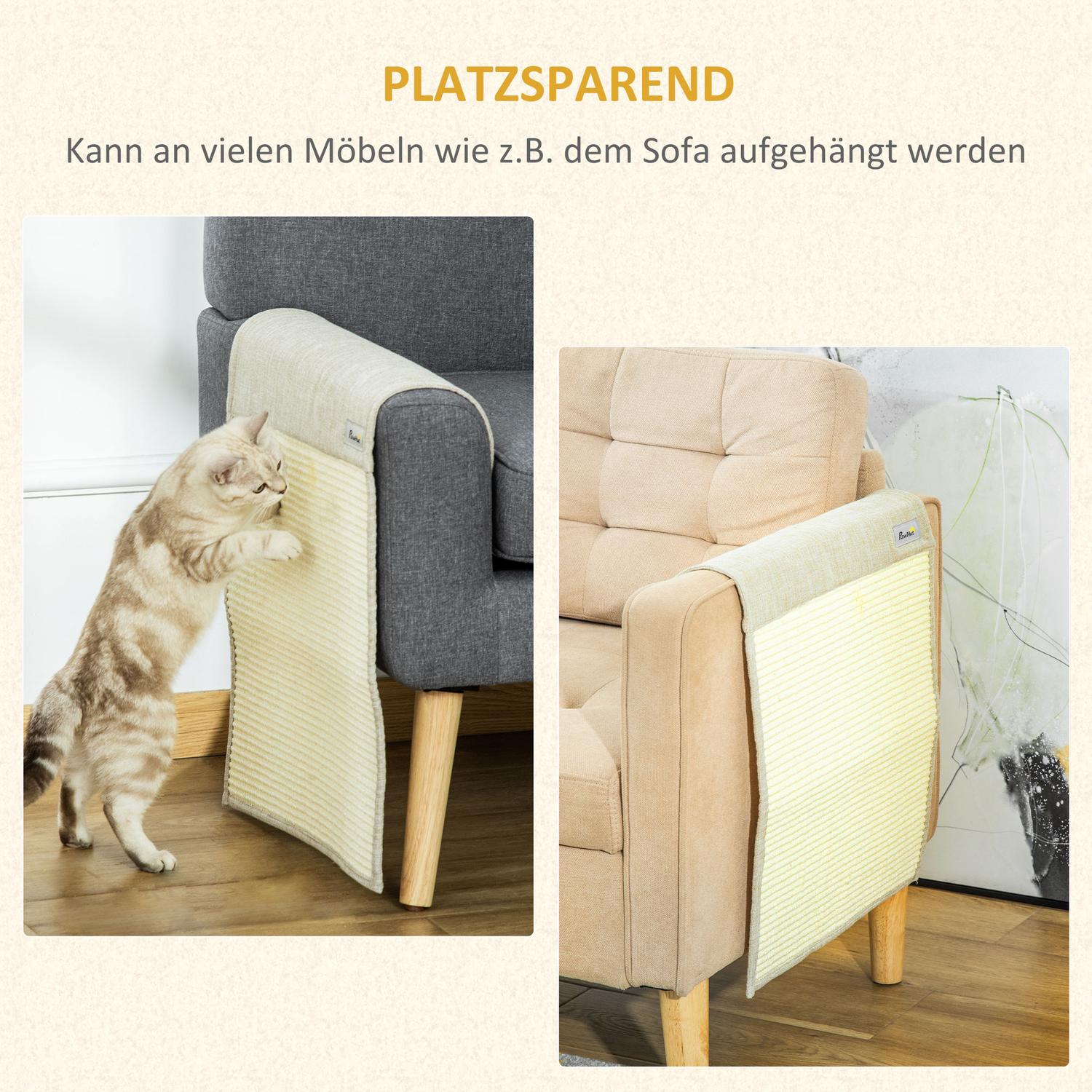 Cat Scratching Mat, Sisal Soffskyddsset – Beige/Grå