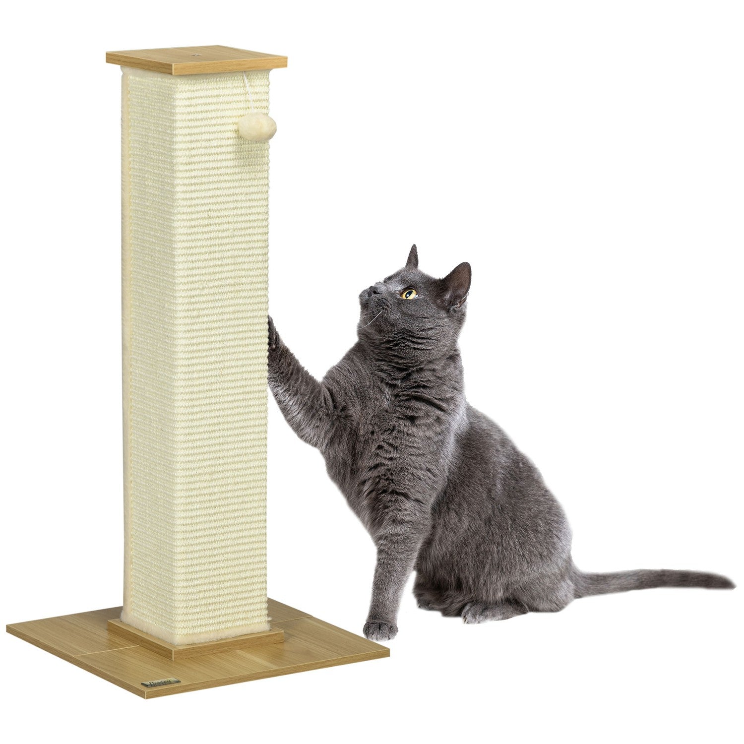 Cat Scratching Post 80cm – Sisal Rep, Play Ball, Ek/Cream