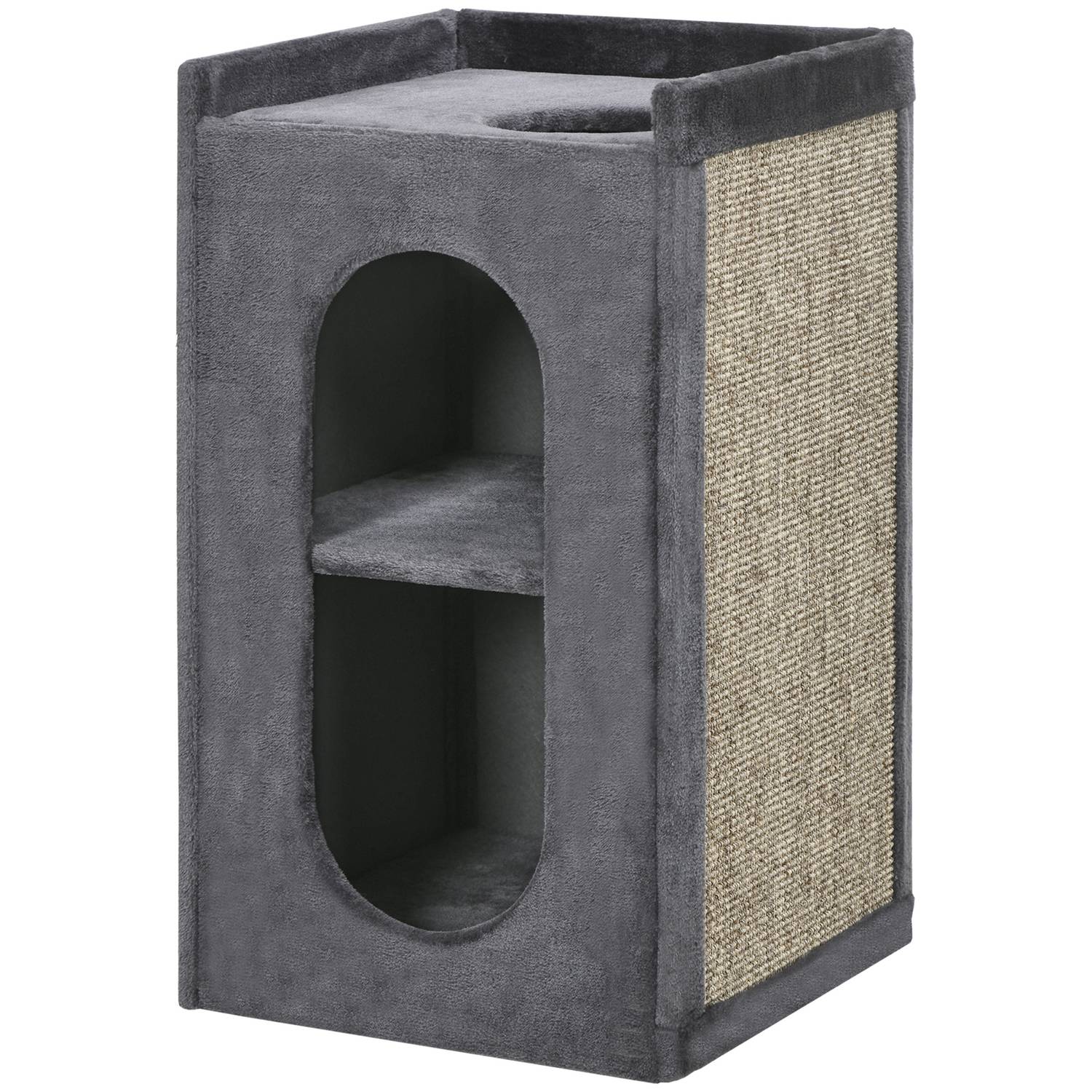 Cat Scratching Tower, 81 cm, 2 grottor, mörkgrå, upp till 6 kg