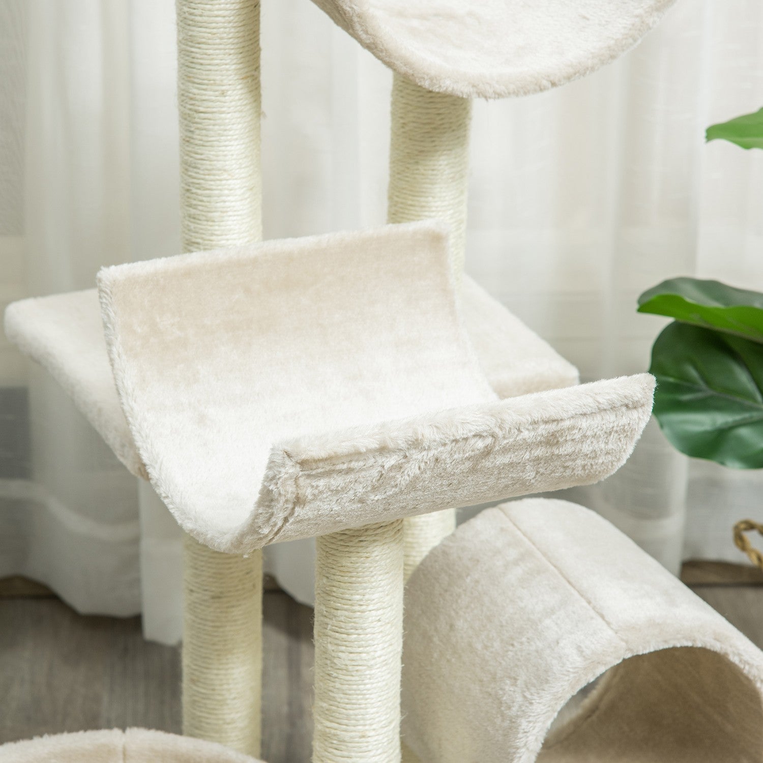 Kattskrapträd med tunnel, Beige, 105 cm Höjd