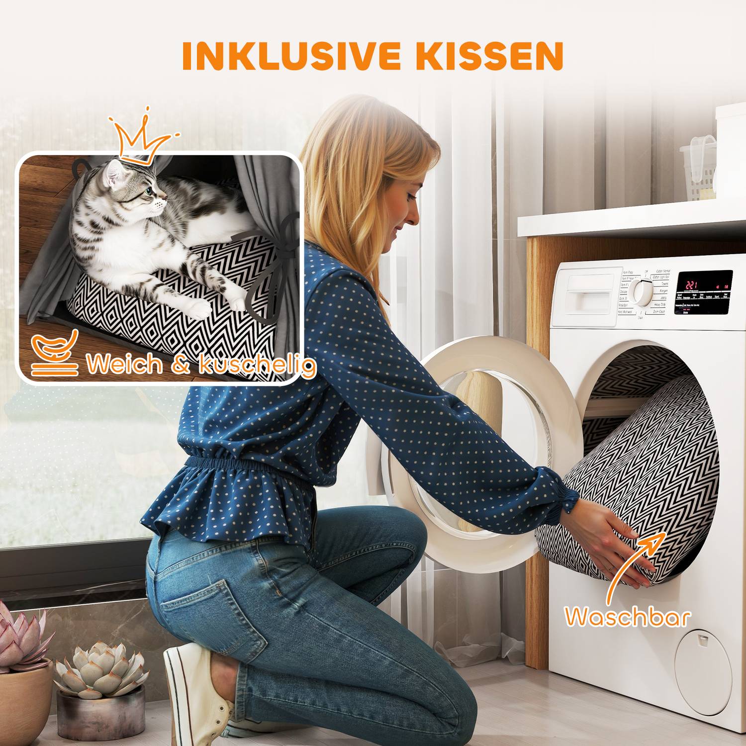 Cat Tipi-tält, tvättbara kuddar, grå, husdjur under 5 kg