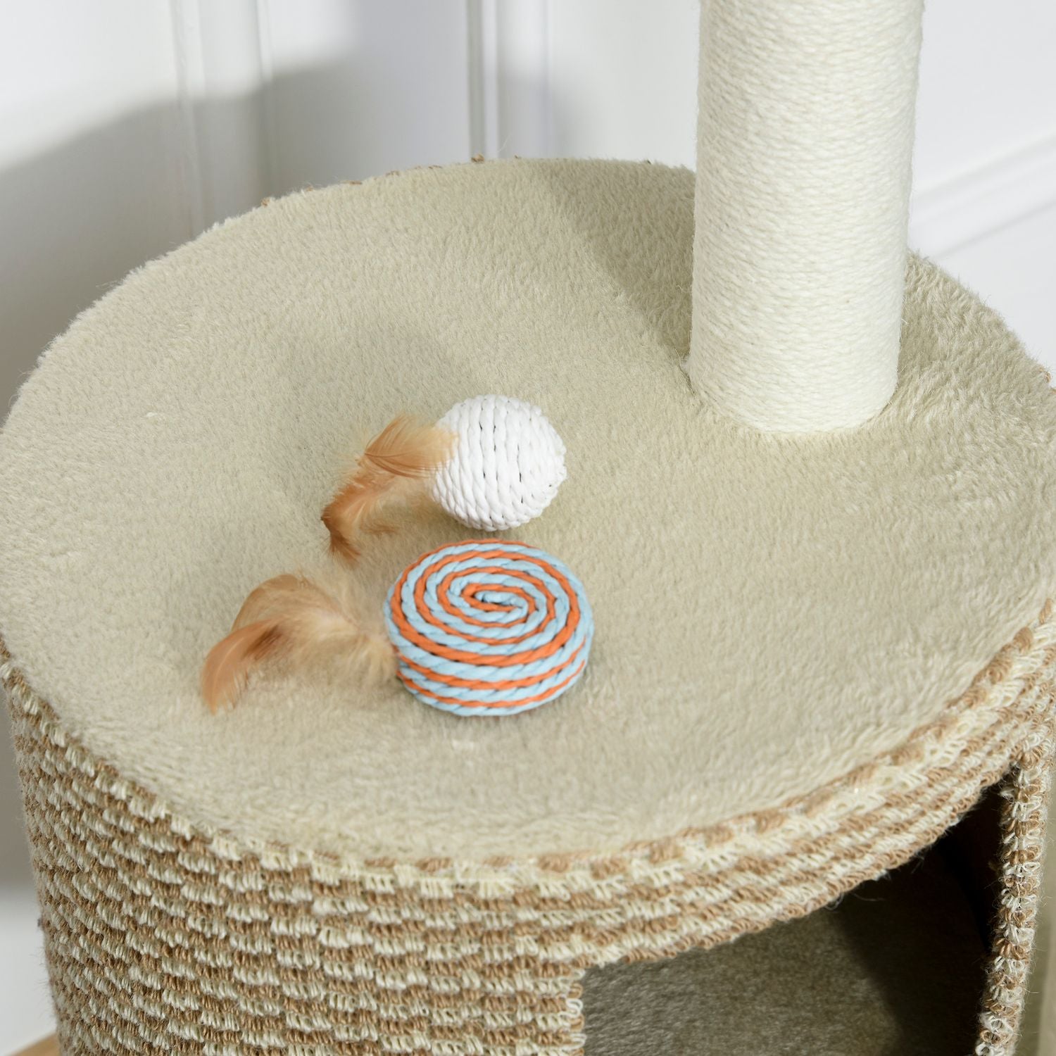 Kattträd med visningsplattformar, beige/kaffe, 61X41X96Cm