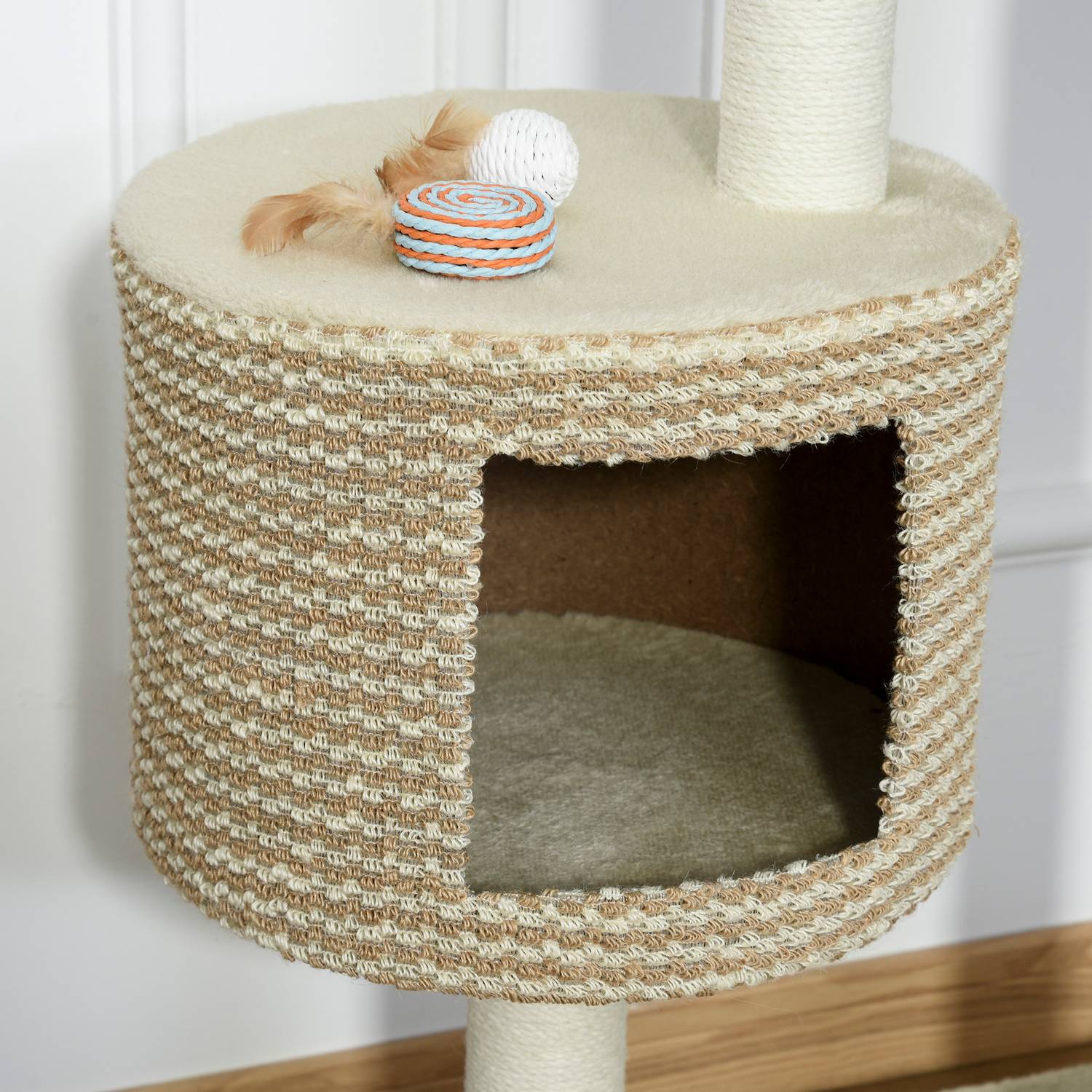 Kattträd med visningsplattformar, beige/kaffe, 61X41X96Cm