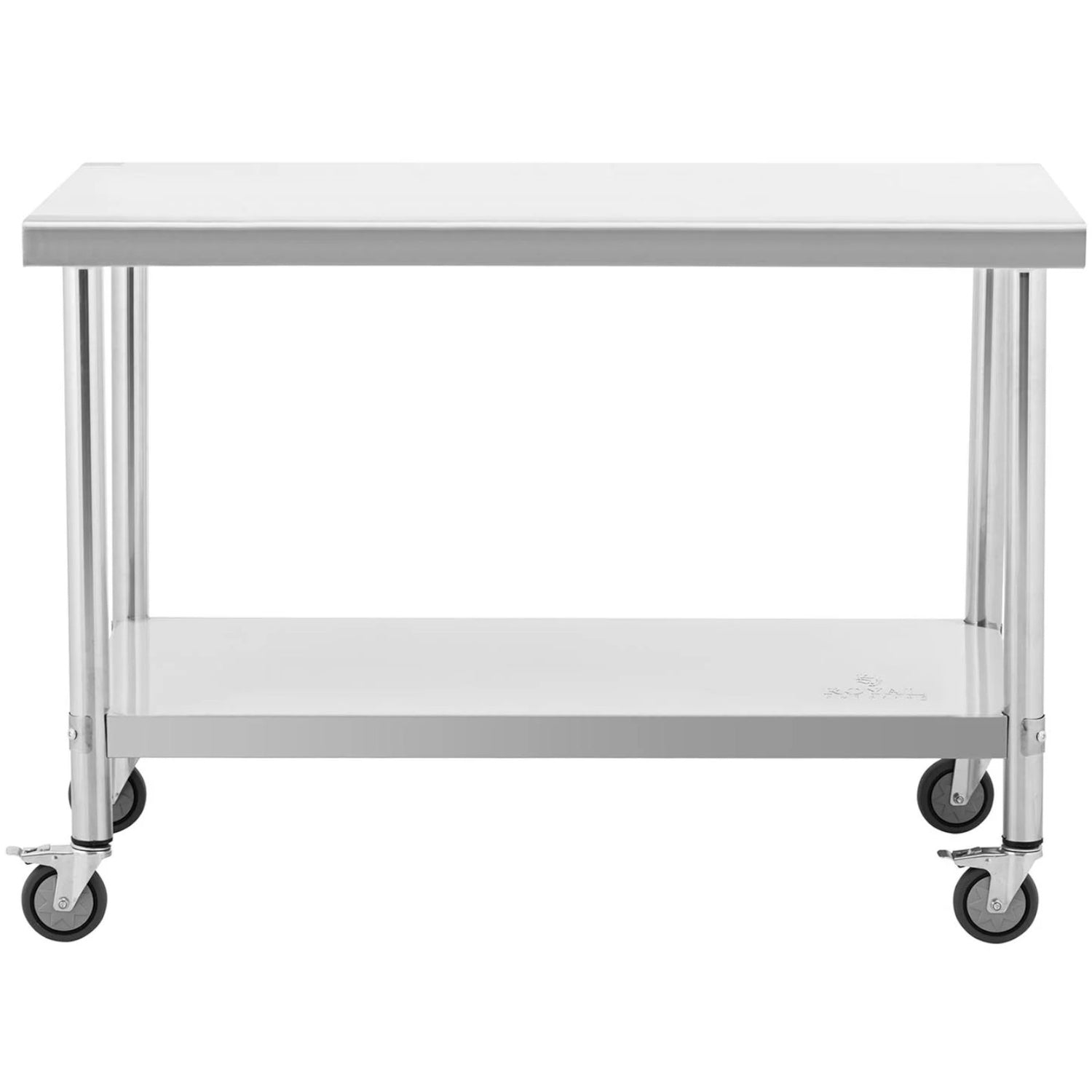 Cateringbord i metall på hjul med hylla, STÅL 70 x 120 cm