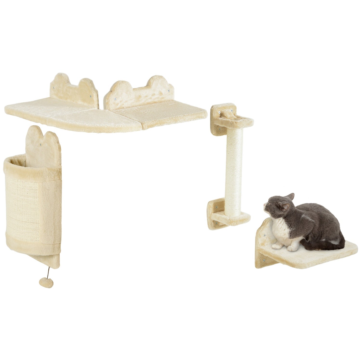 Cat klätterväggsset, 4-delad plyschmöbel, beige