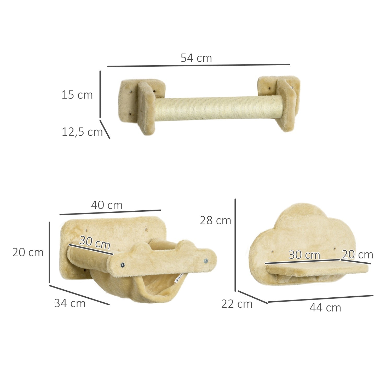 Cat klätterväggsset med trappor, skrapstolpar och hängmatta