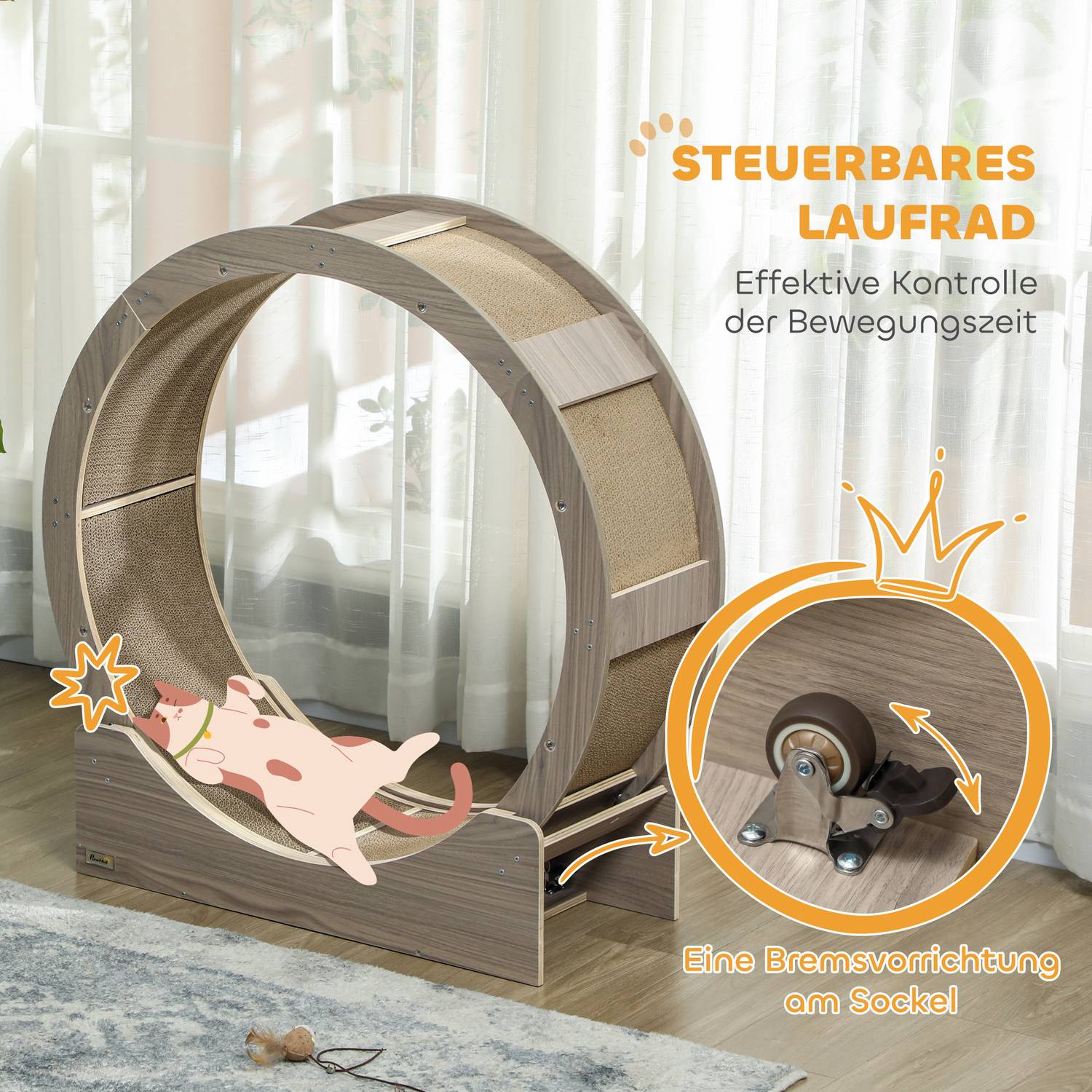 Cat träningshjul med broms och skrapbräda