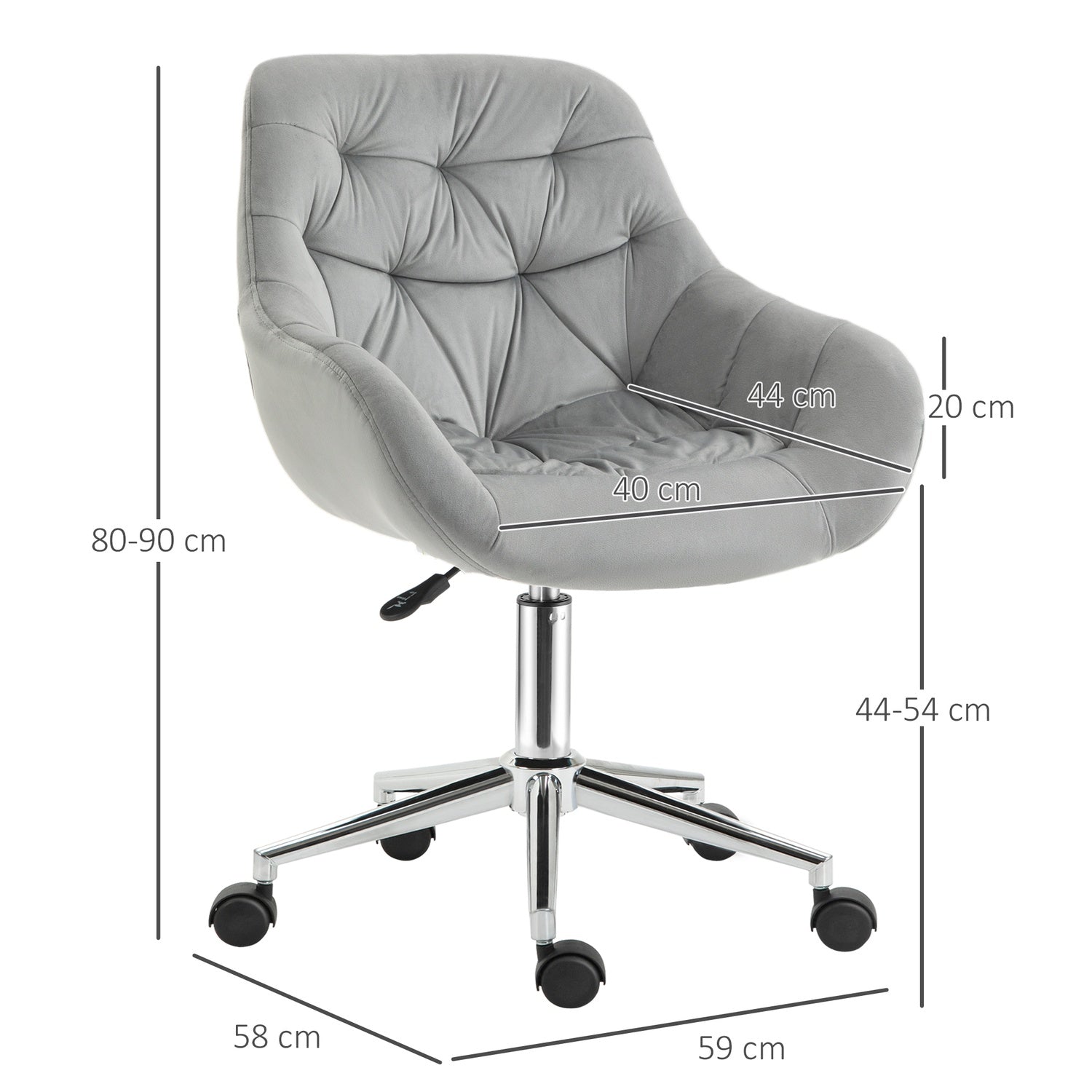 Executive Office Stol, justerbar höjd, grå polyester