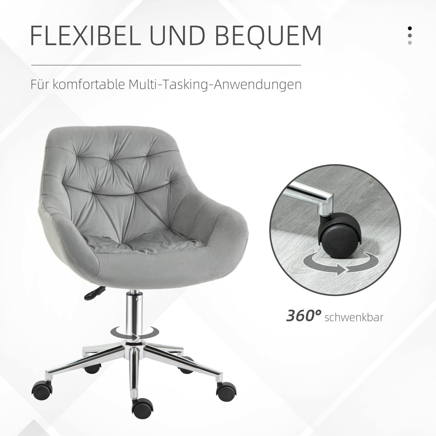Executive Office Stol, justerbar höjd, grå polyester