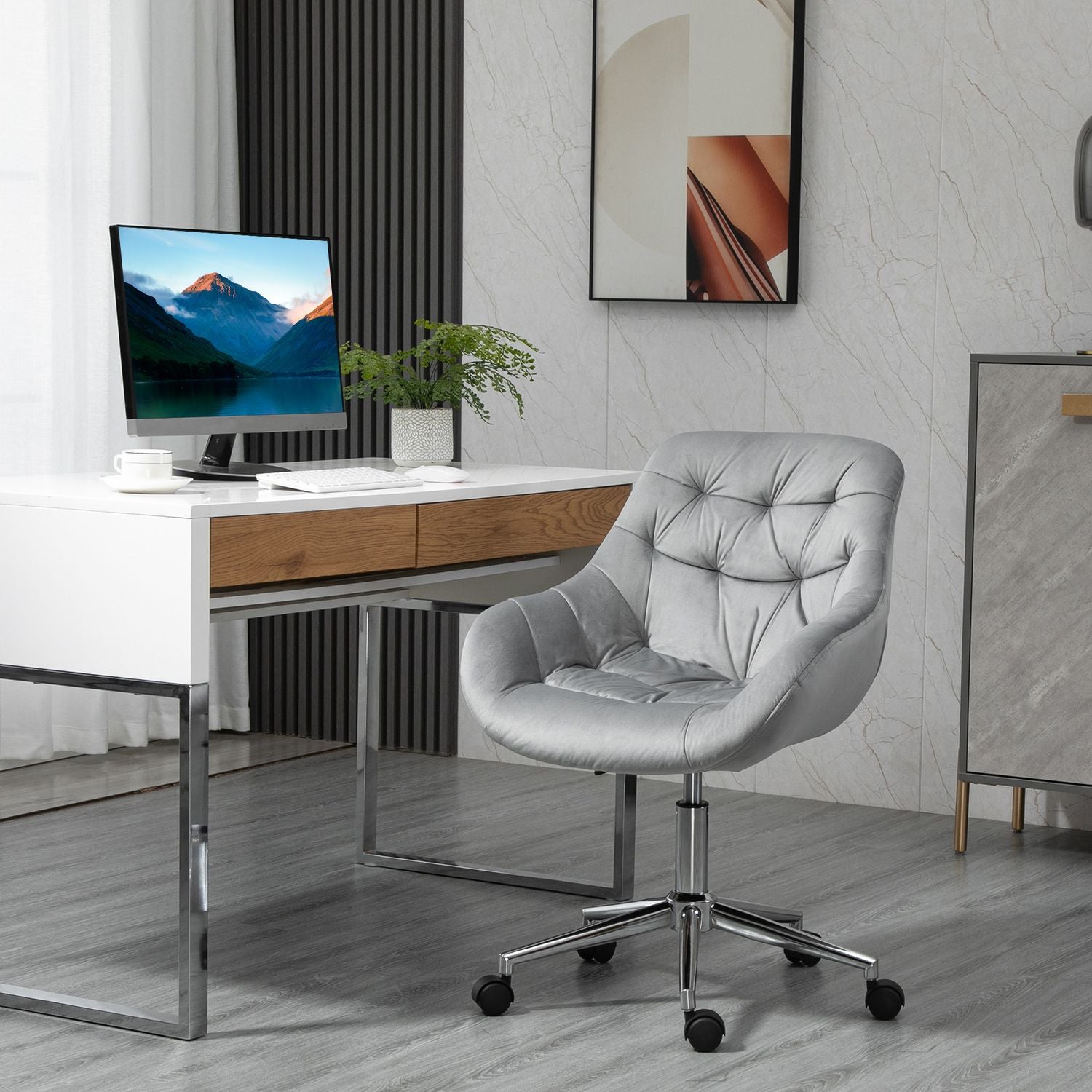 Executive Office Stol, justerbar höjd, grå polyester