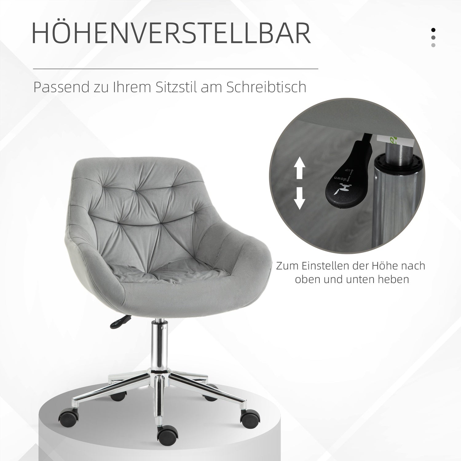 Executive Office Stol, justerbar höjd, grå polyester