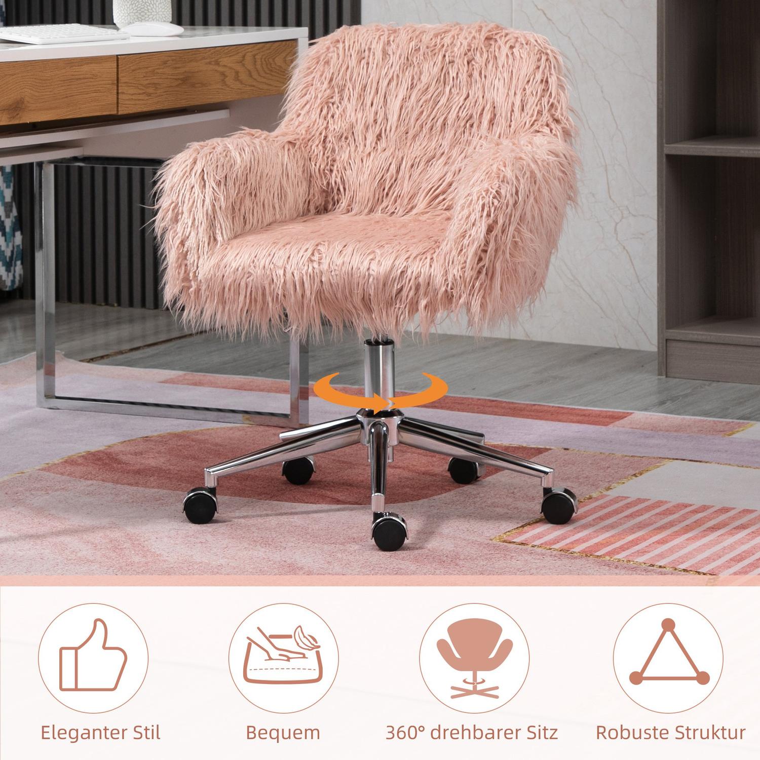 Rosa fuskpäls Executive Swivel Chair, höjdjusterbar