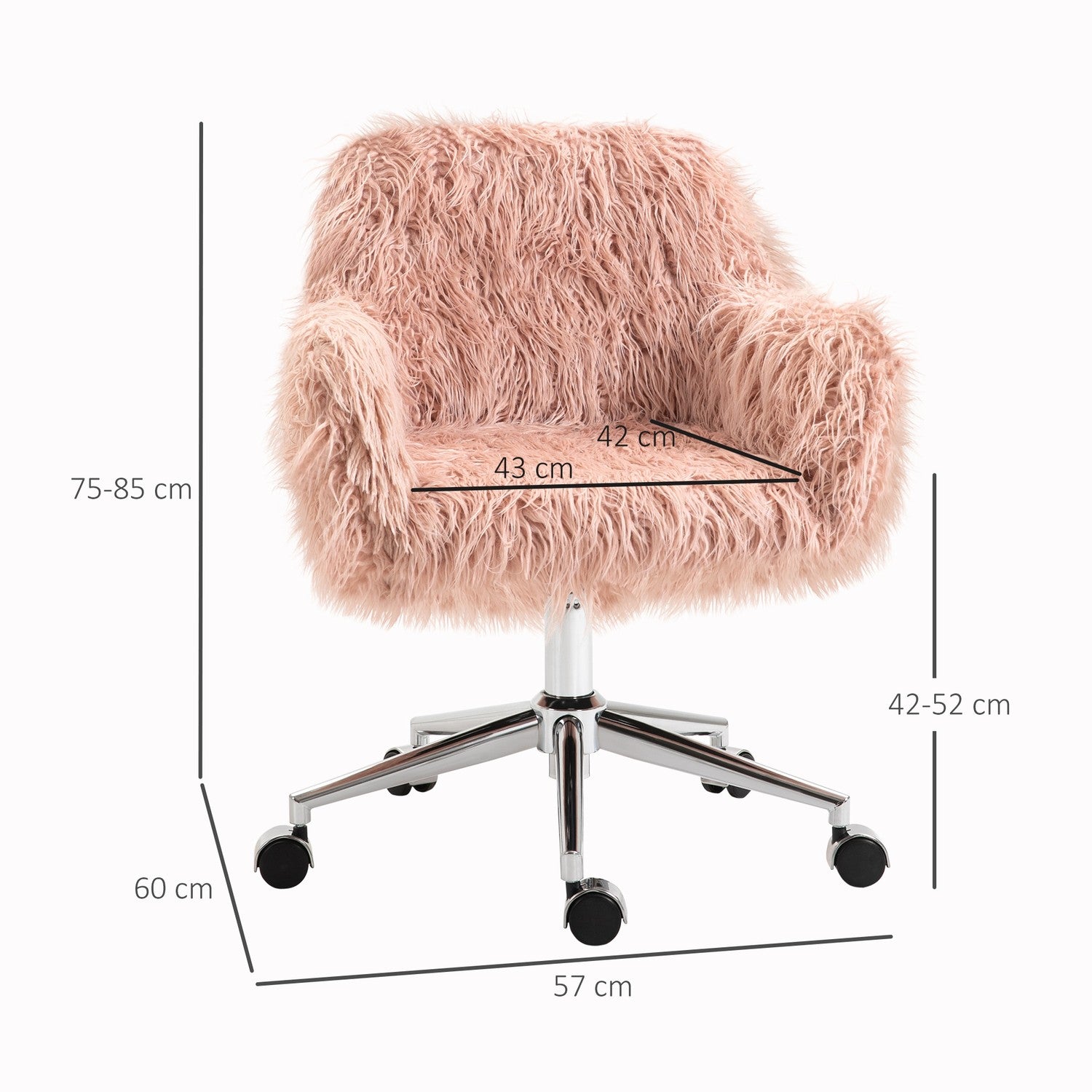 Rosa fuskpäls Executive Swivel Chair, höjdjusterbar