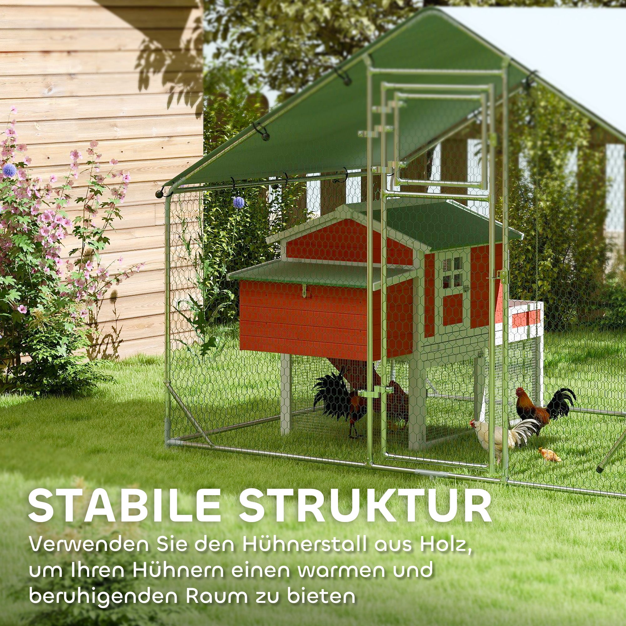 Chicken Coop stålkapsling, 300x200x195 cm, UV-överdrag