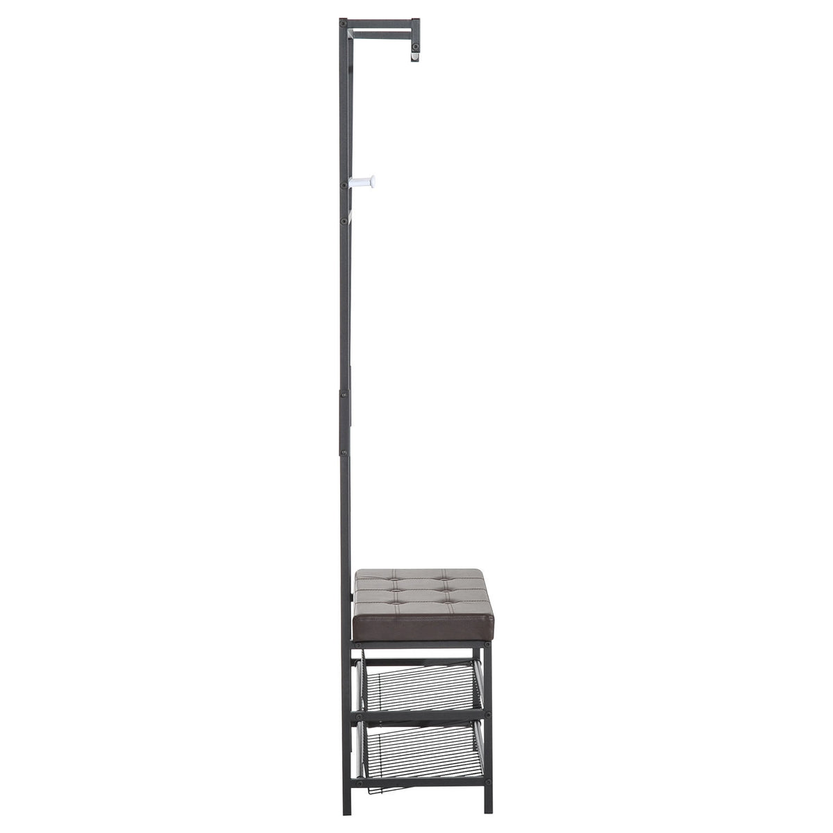 Coat Rack Bänk Combo med metallram och förvaringshyllor