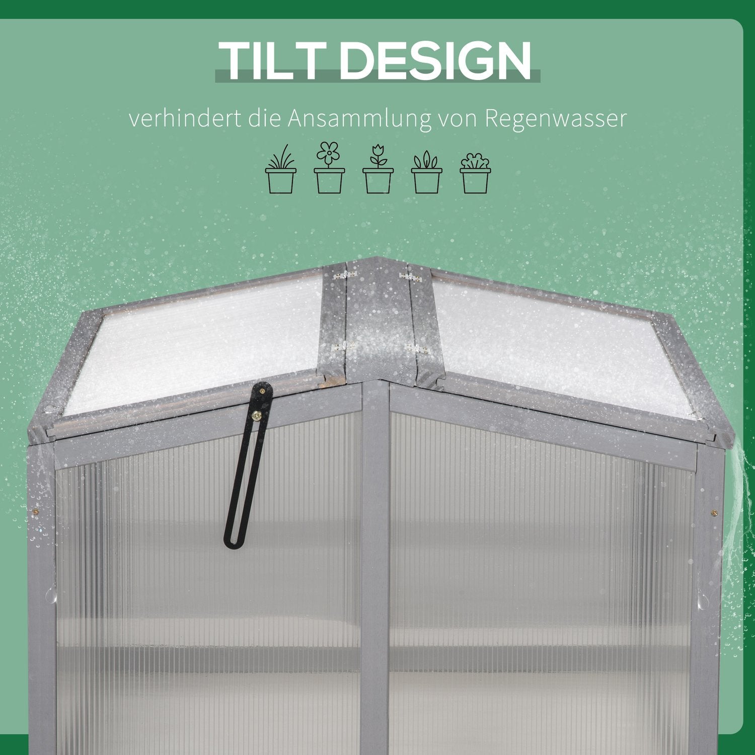 Cold Frame Greenhouse – Trä & Polykarbonat, 90x80x58 cm