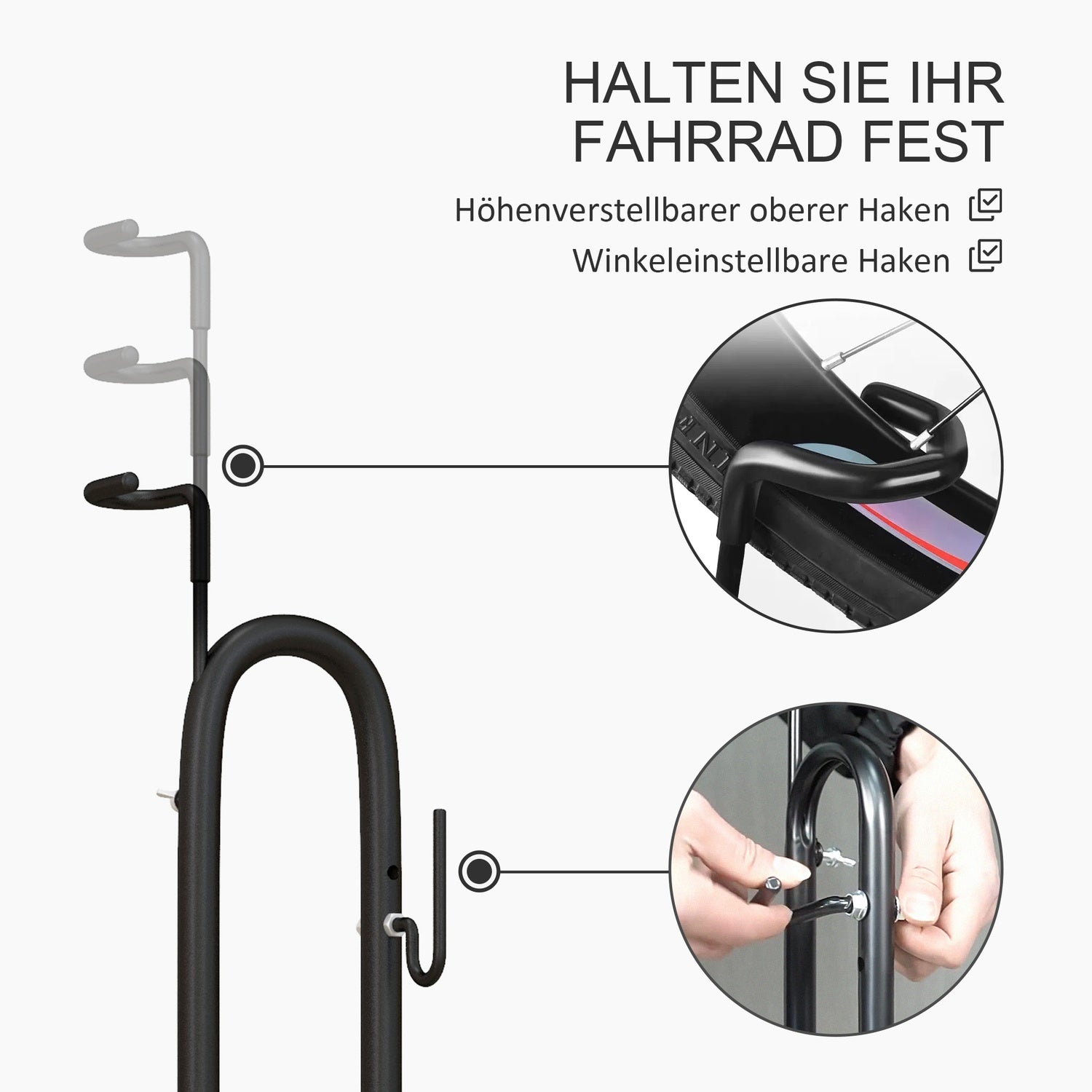 Cykelställ i metall – vertikalt och horisontellt, väderbeständigt, 45x44x118cm