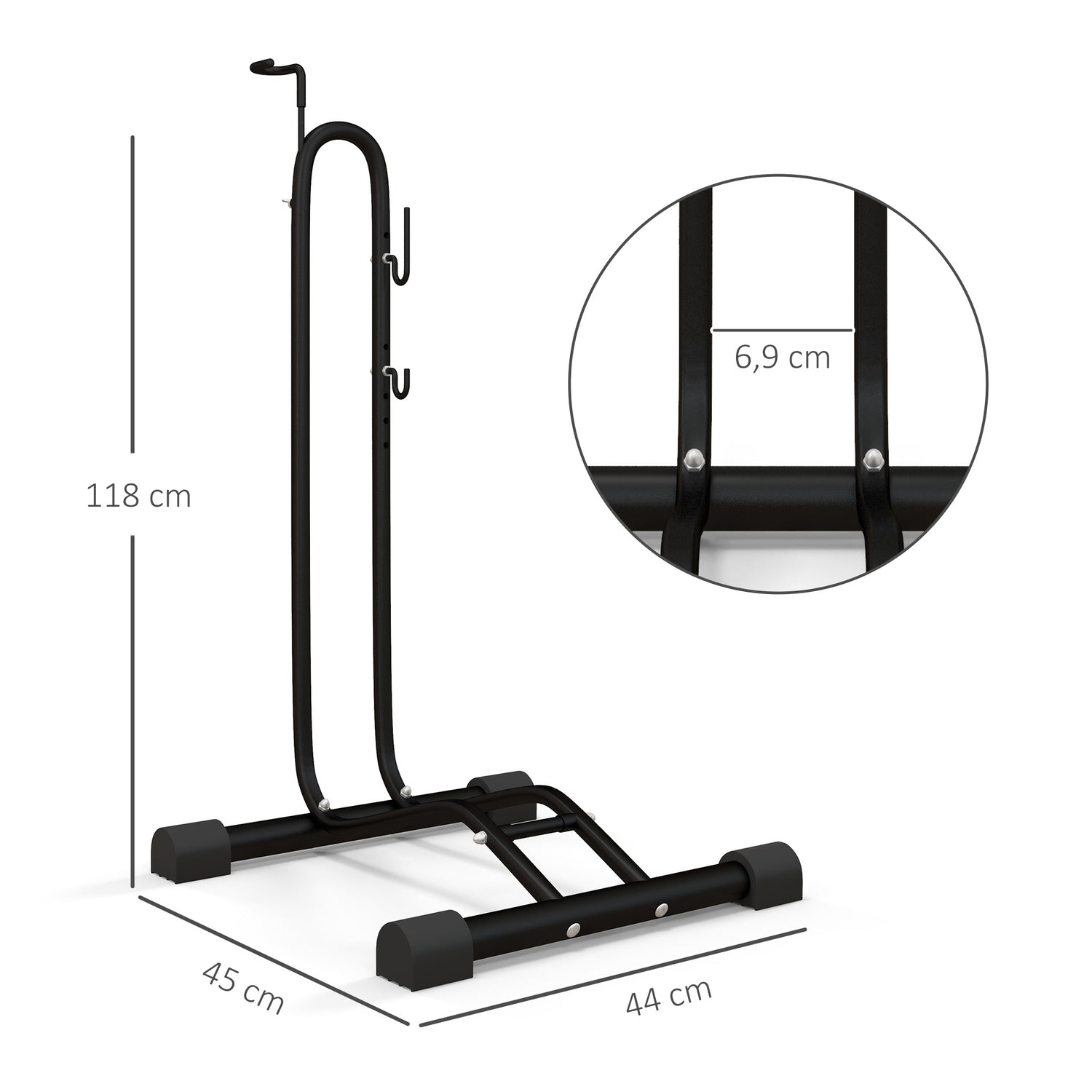 Cykelställ i metall – vertikalt och horisontellt, väderbeständigt, 45x44x118cm