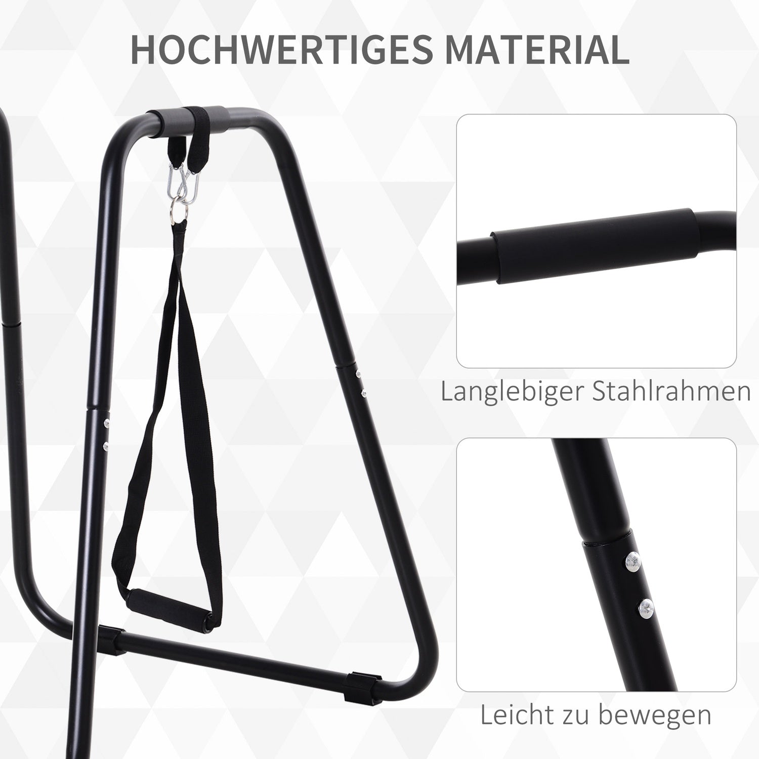 Dipställ med slingtrainer, stabilt stål, svart, 90x81x92,5 cm