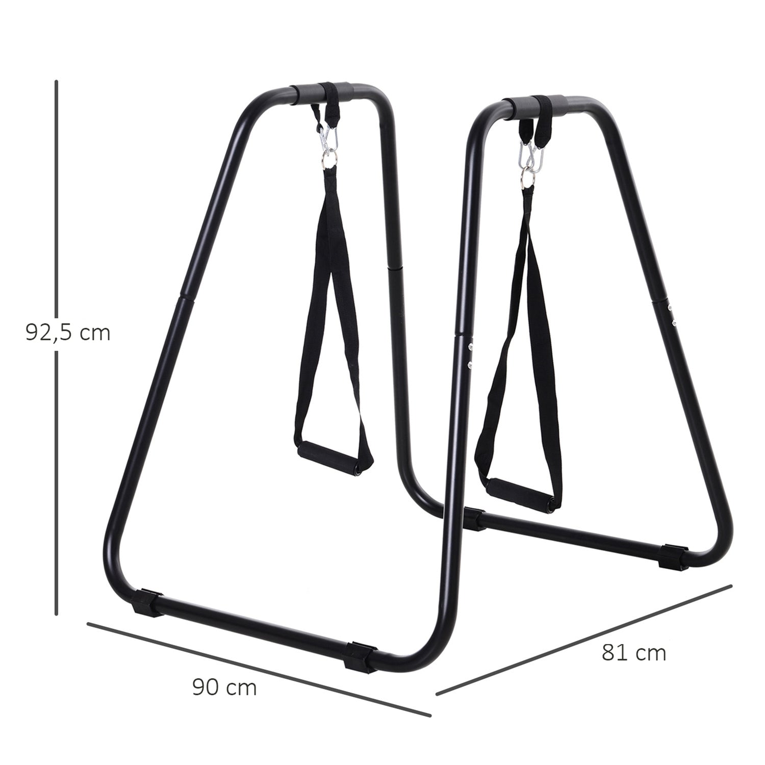 Dipställ med slingtrainer, stabilt stål, svart, 90x81x92,5 cm