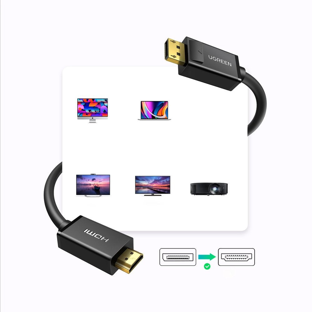 DisplayPort - HDMI 4K HDR 3D-kabel, 3 m, svart