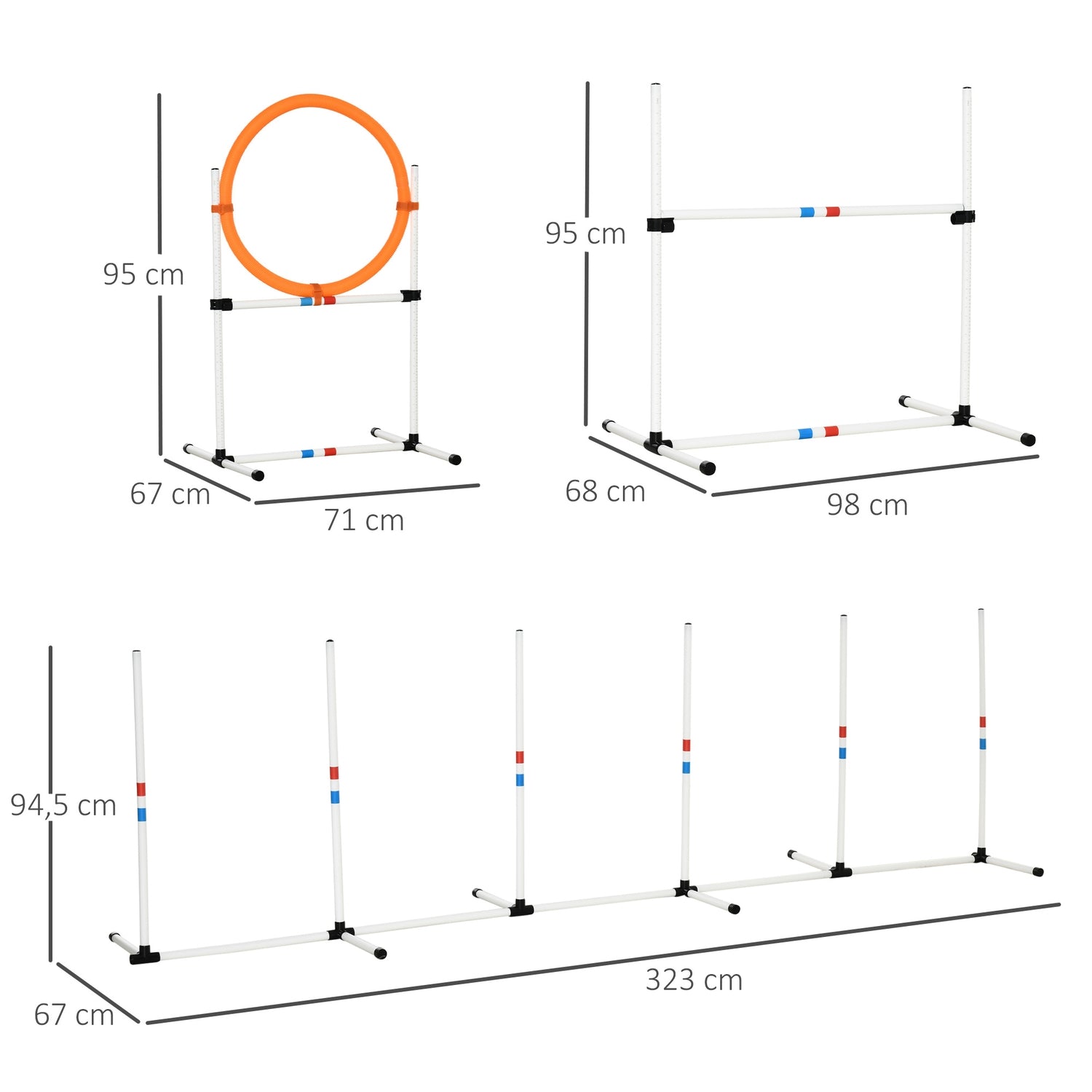 Dog Agility Training Set, 3-delat, lätt att bära